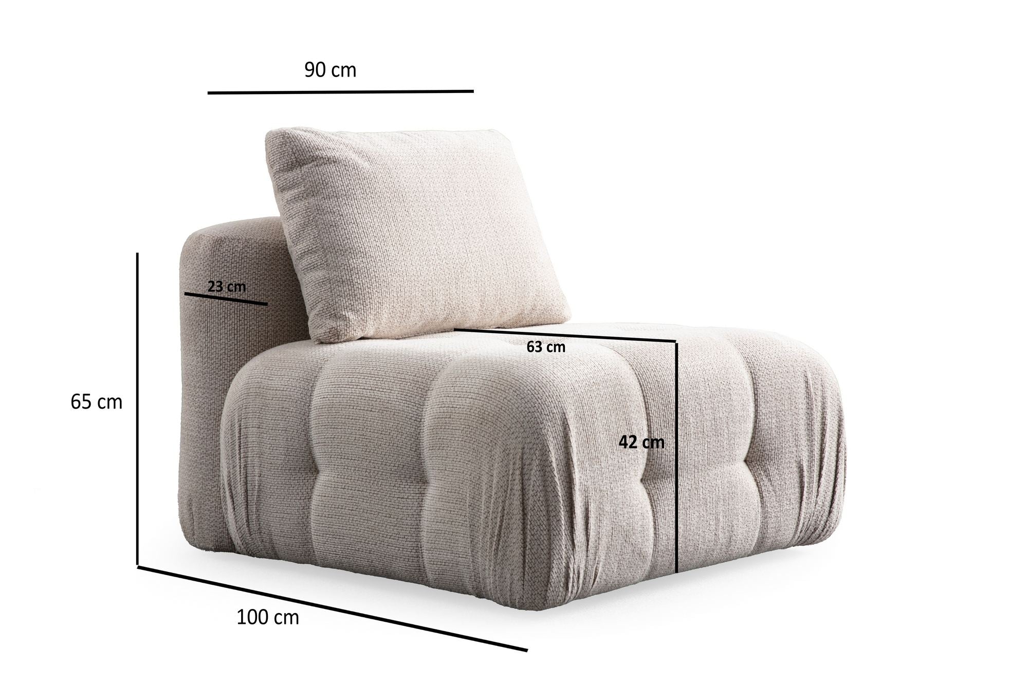 Amaris 3-sits Med Puff - Beige Hörnsoffa