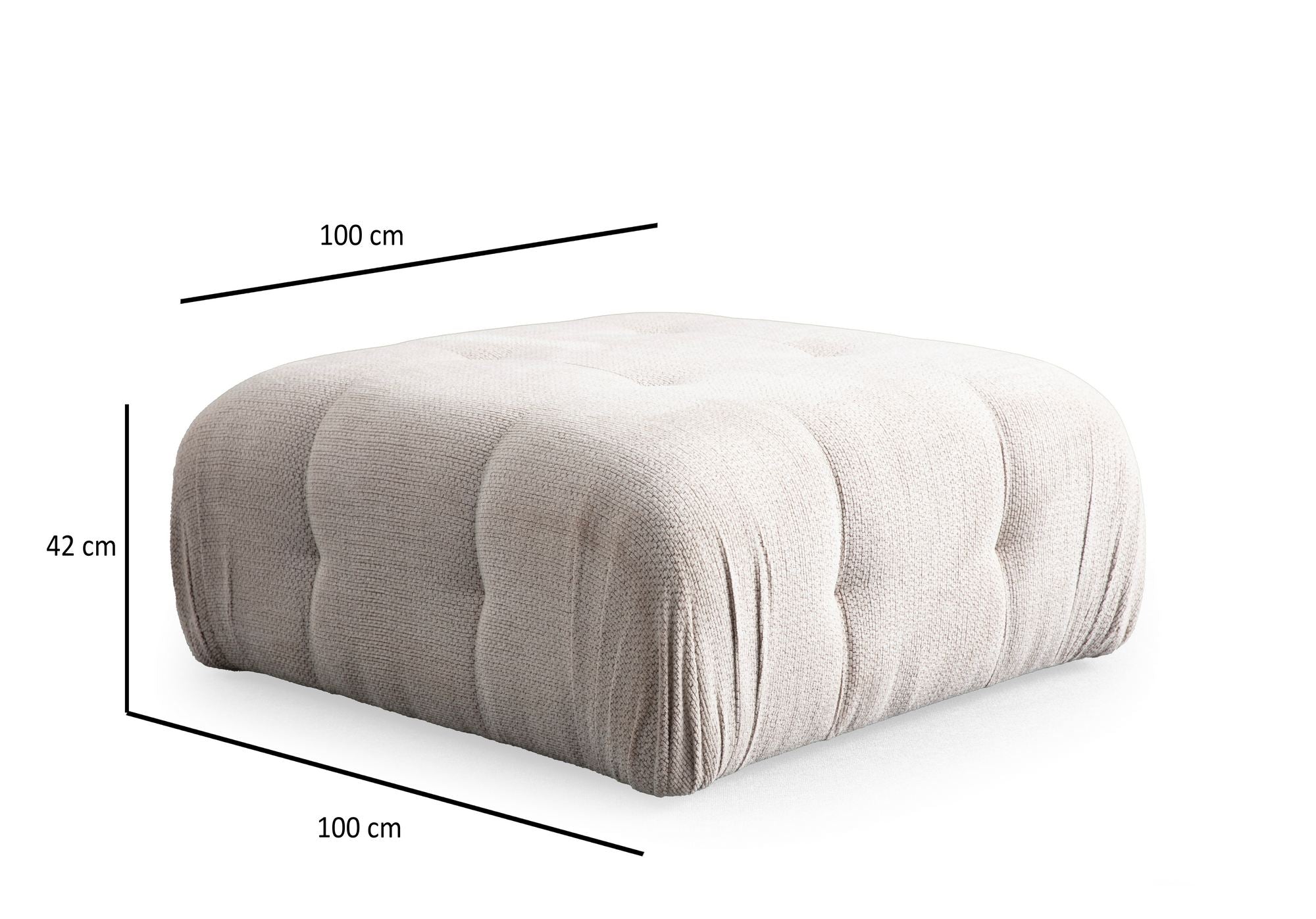 Amaris 3-sits Med Puff - Beige Hörnsoffa