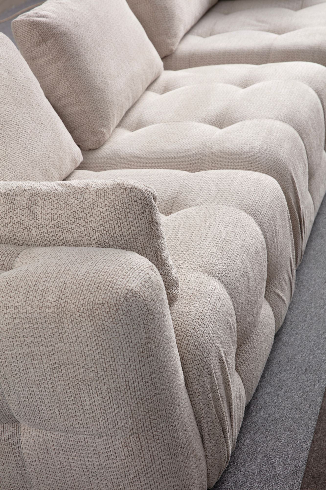 Amaris 3-sits Med Puff - Beige Hörnsoffa