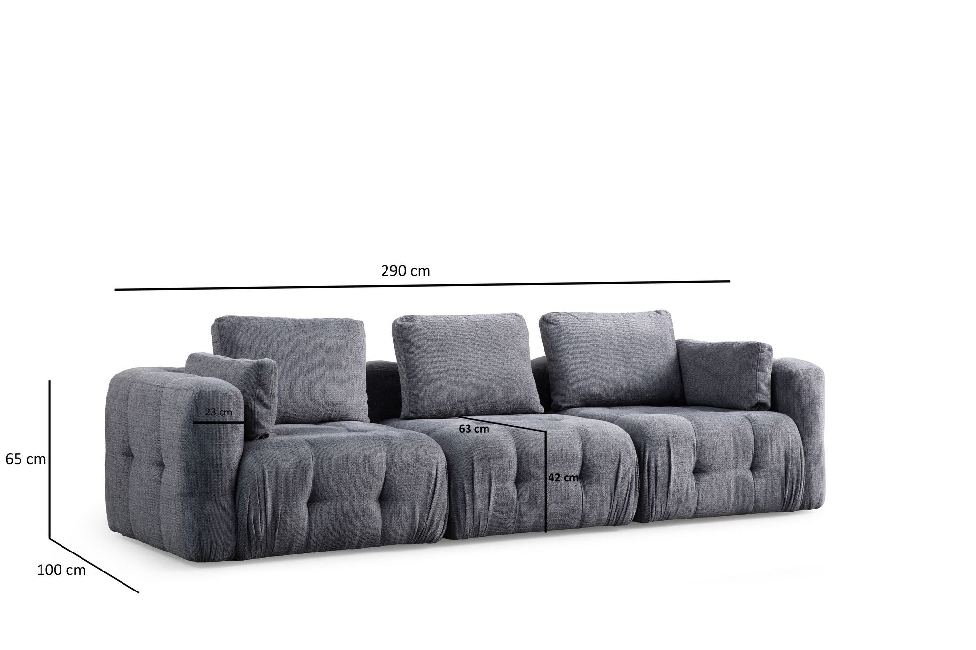 Amaris 3-sits - Grå 3-sits soffa