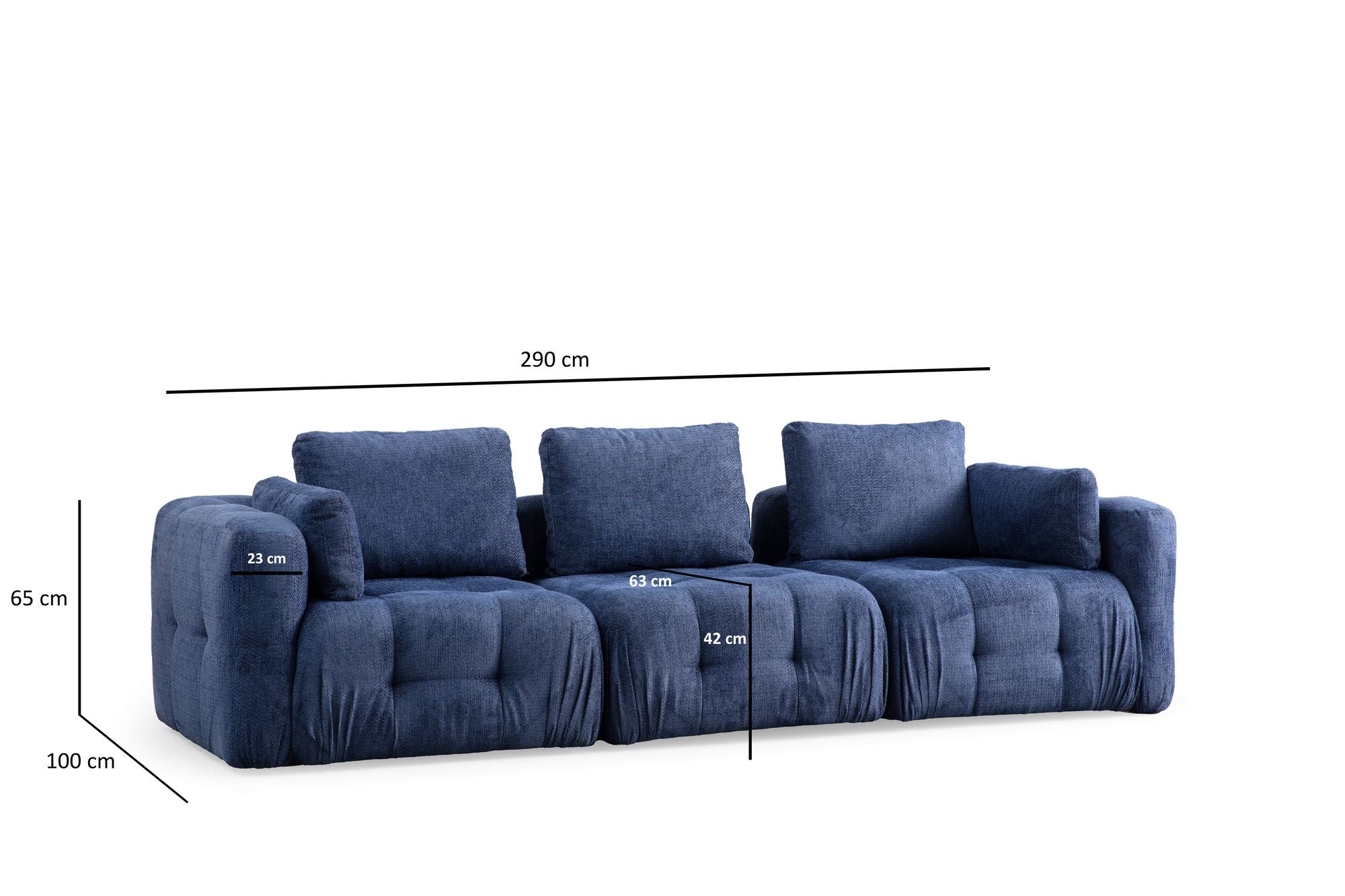 Amaris 3-sits - Marinblå 3-sits soffa