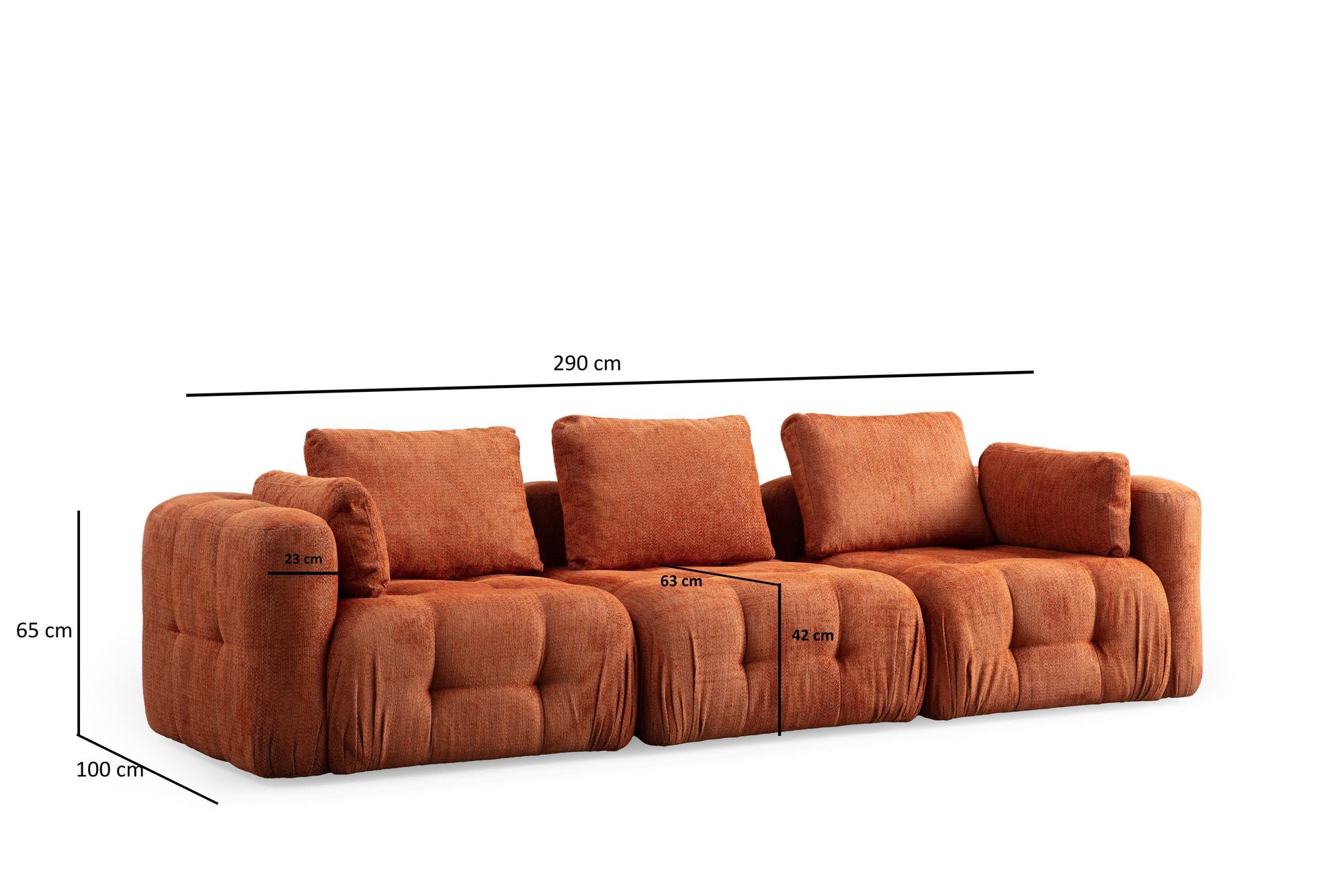 Amaris 3-sits - Orange 3-sits soffa