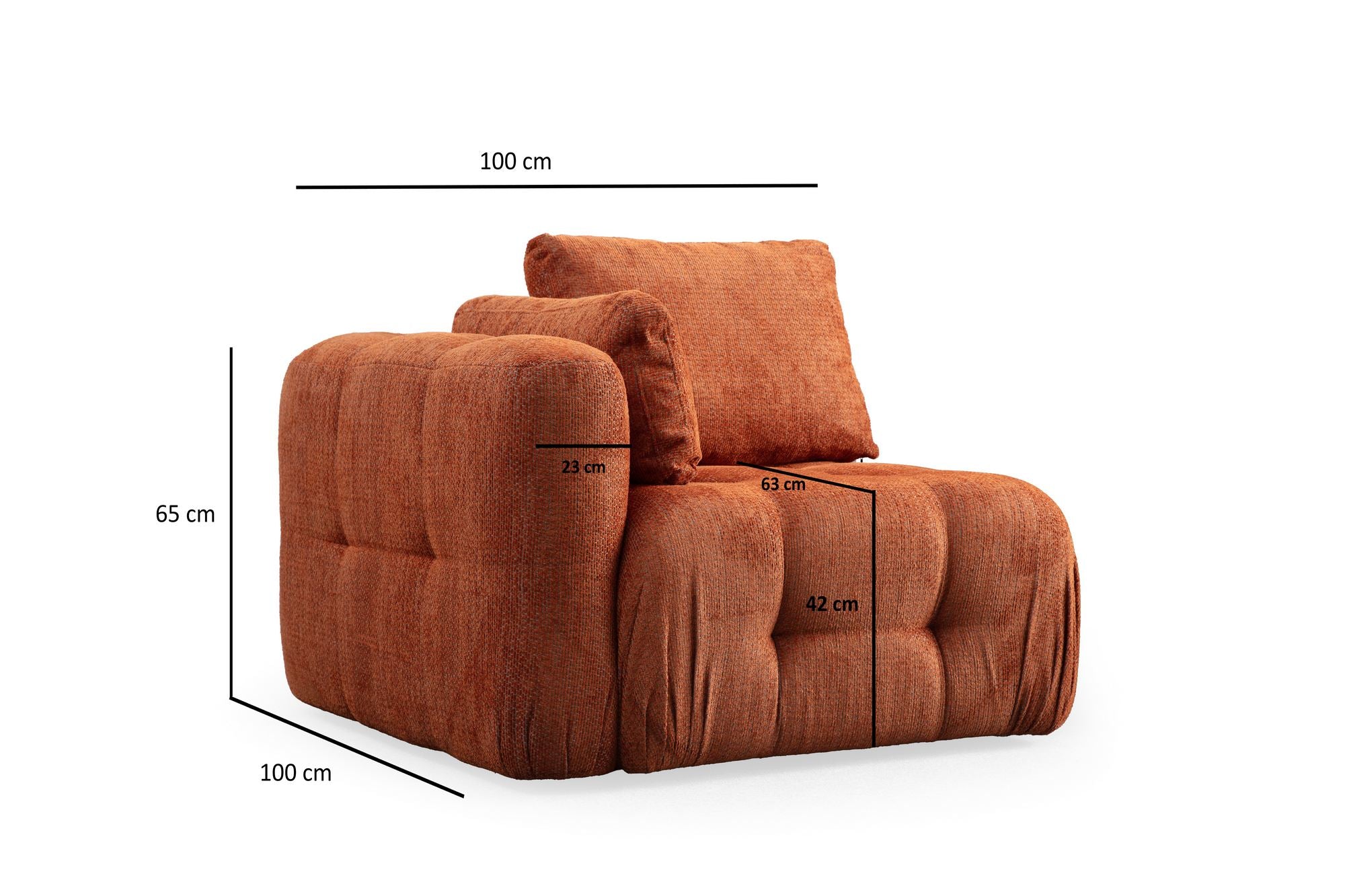 Amaris 3-sitssoffa med puff - orange hörnsoffa