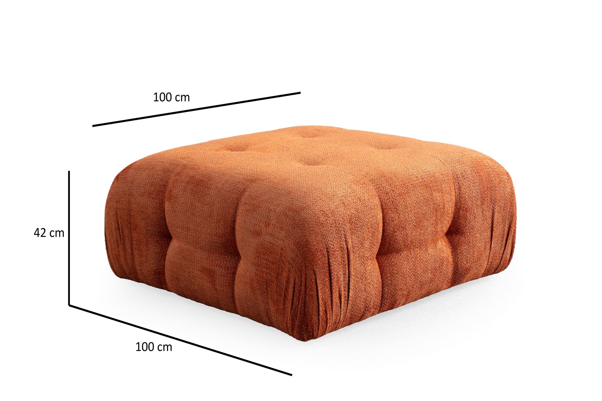 Amaris 3-sitssoffa med puff - orange hörnsoffa