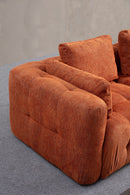 Amaris 3-sitssoffa med puff - orange hörnsoffa