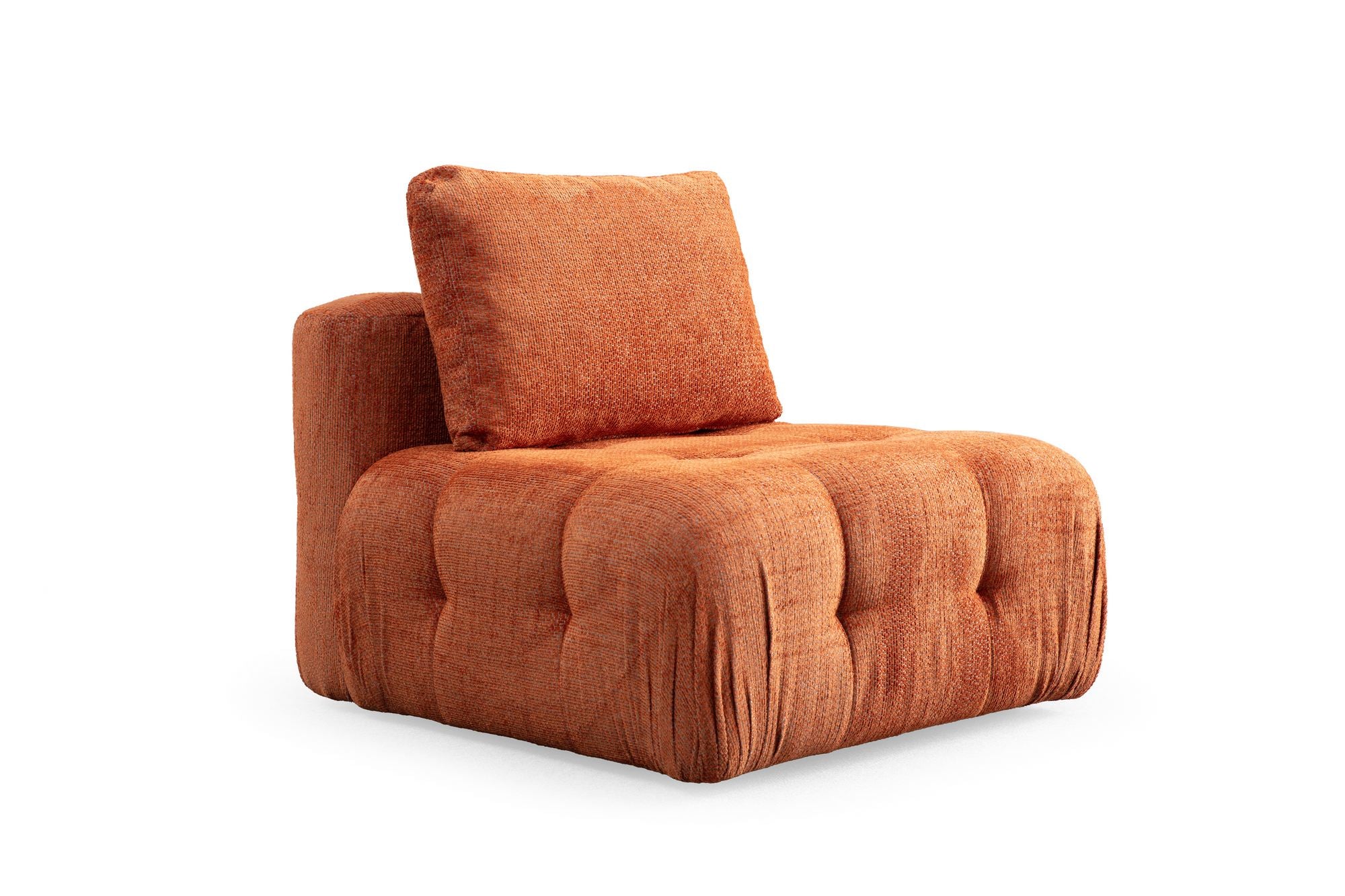 Amaris 3-sitssoffa med puff - orange hörnsoffa