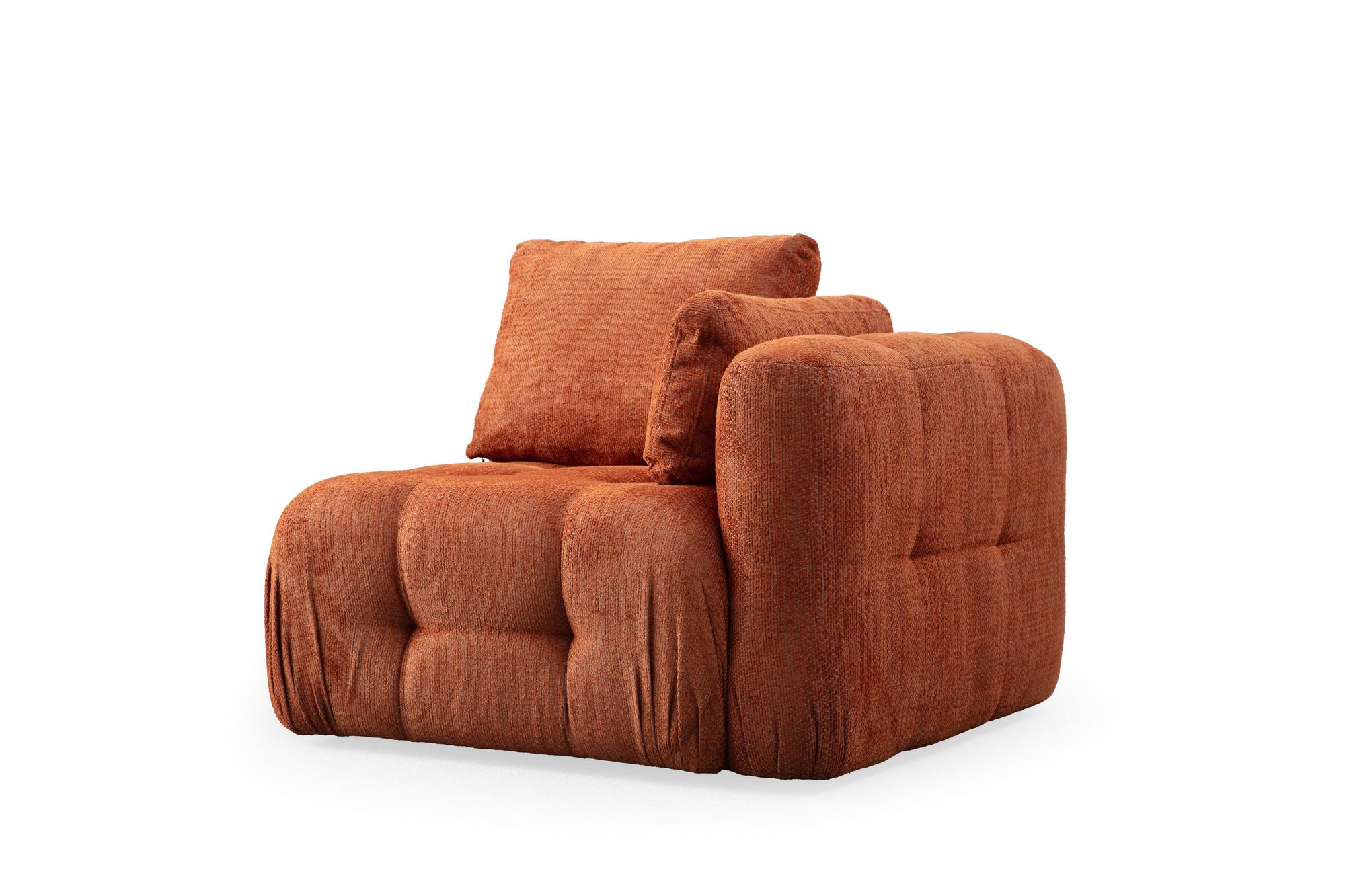 Amaris 3-sitssoffa med puff - orange hörnsoffa