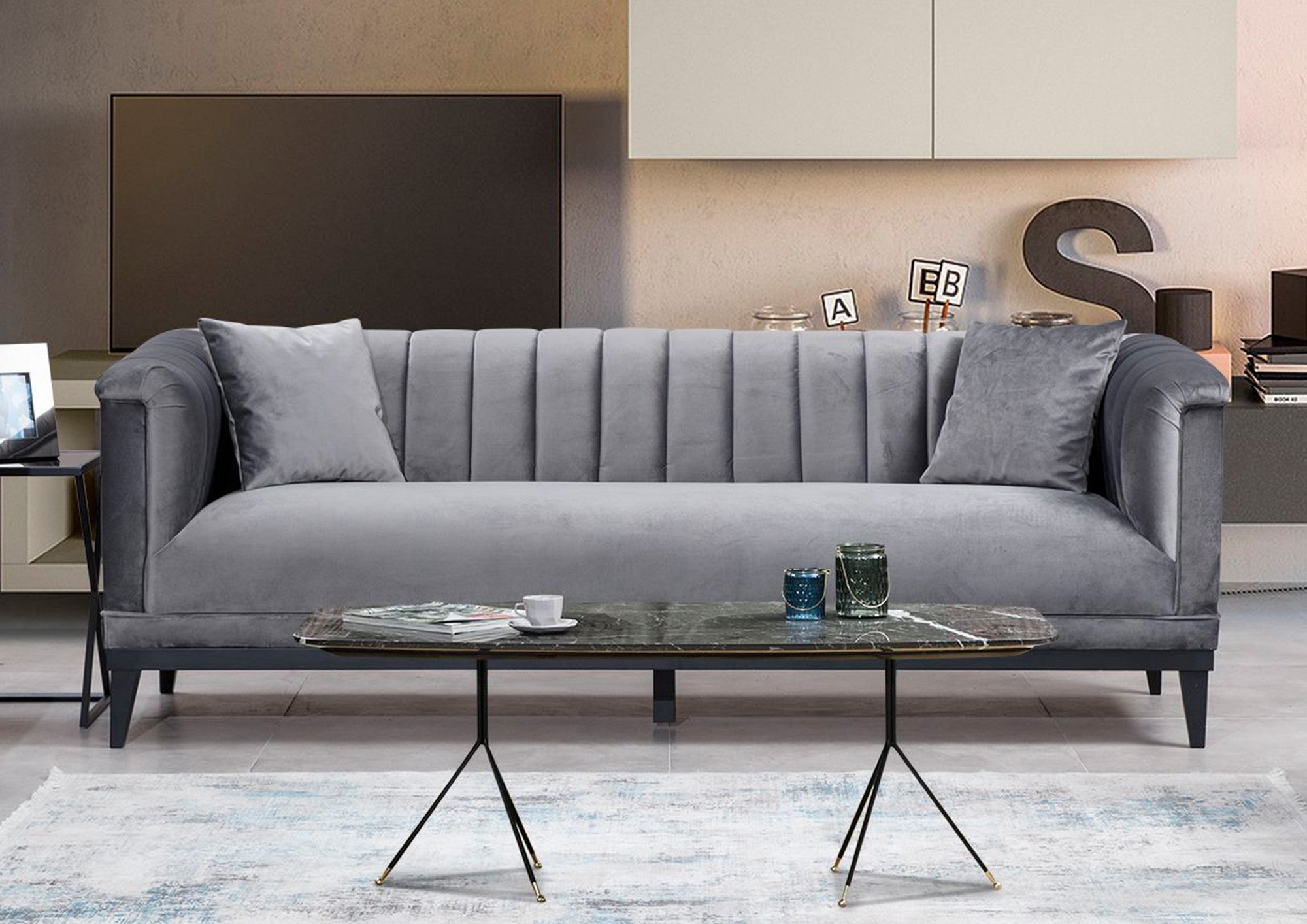 Trendy - Mörkgrå 3-sitssoffa