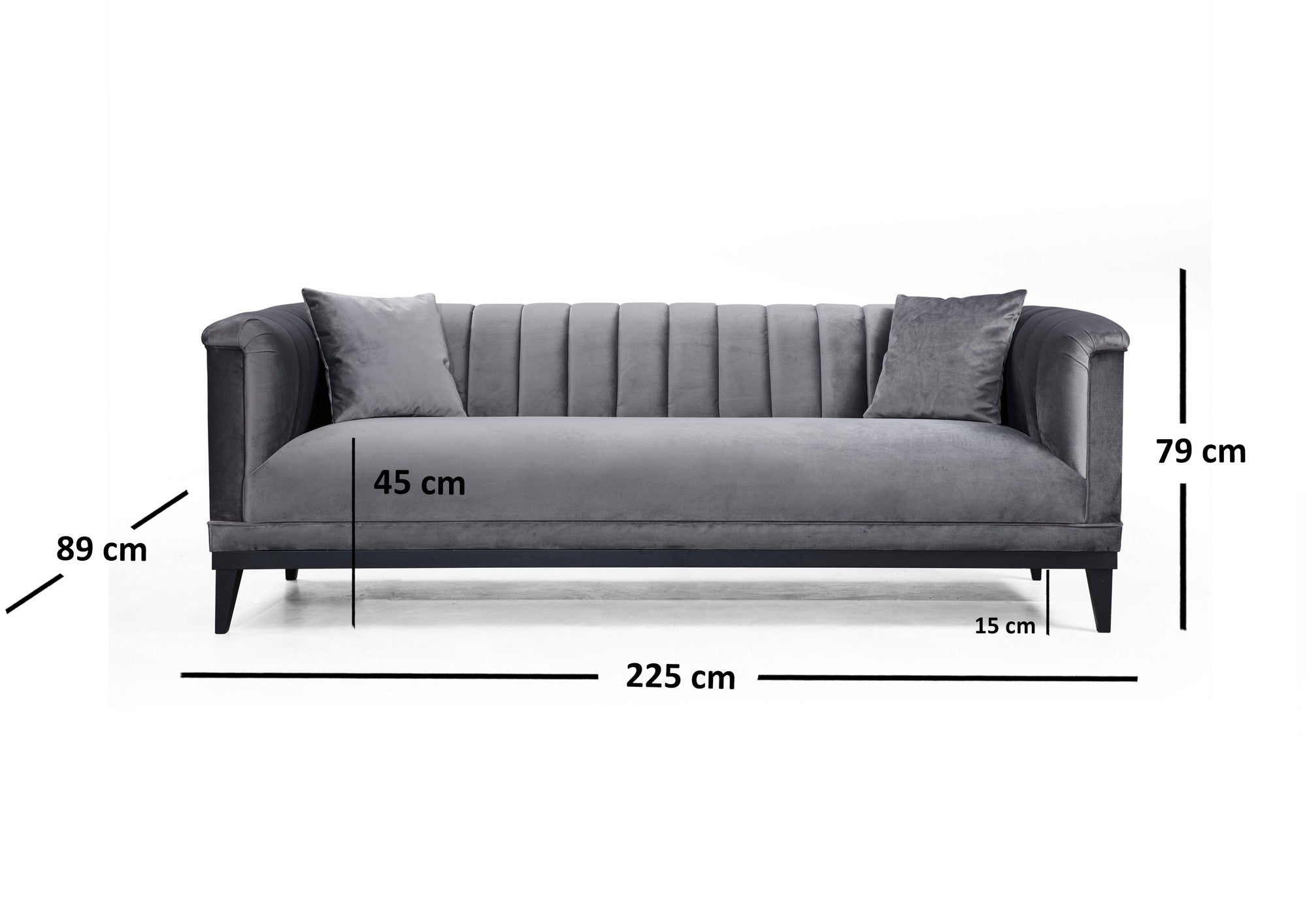 Trendy - Mörkgrå 3-sitssoffa