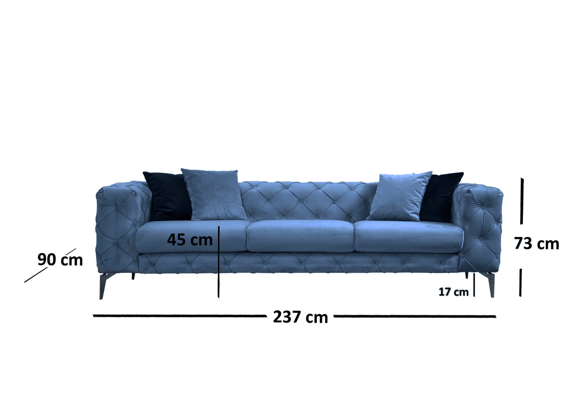Como 3 Seater - Blå 3-sitssoffa