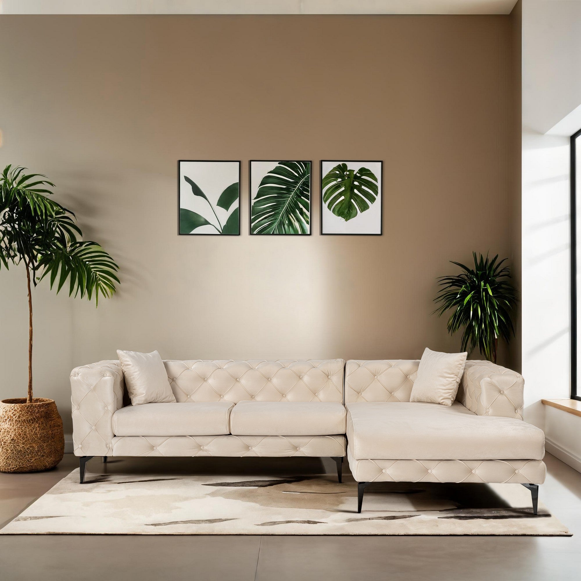 Como Eco Right - Beige, Svart Hörnsoffa