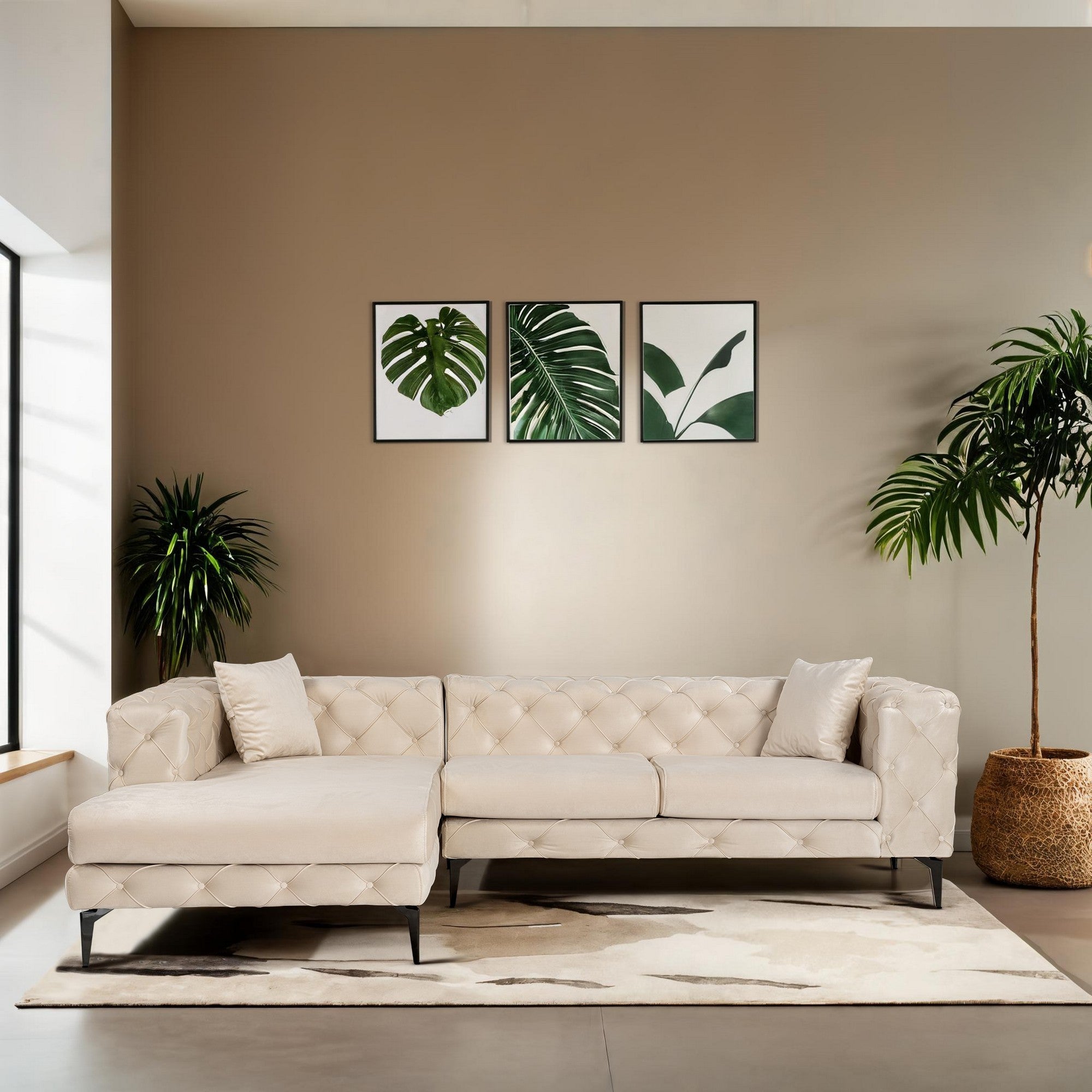 Como Eco Left - Beige, Svart Hörnsoffa