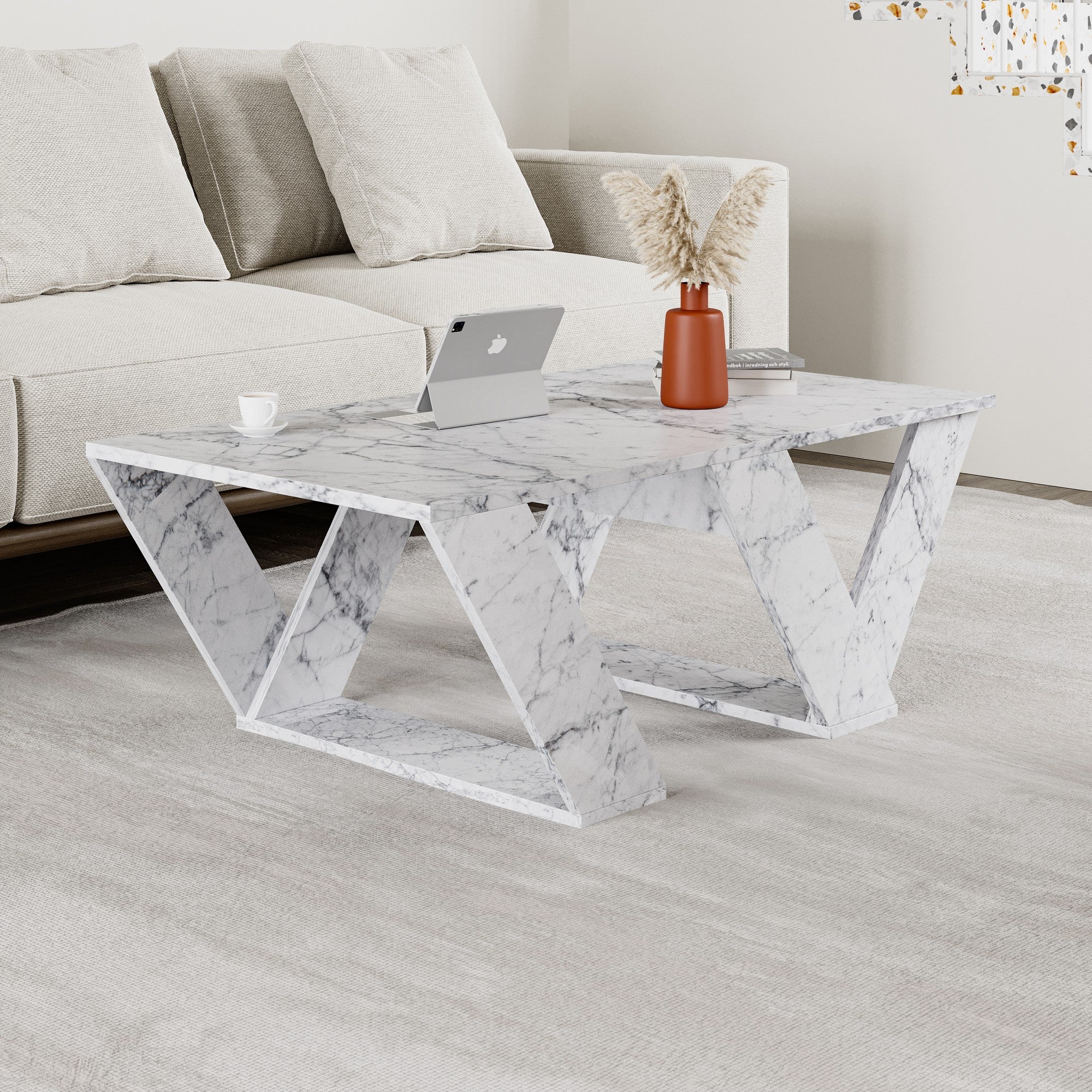 Pipra - Carrara Marmor Kaffe Bord