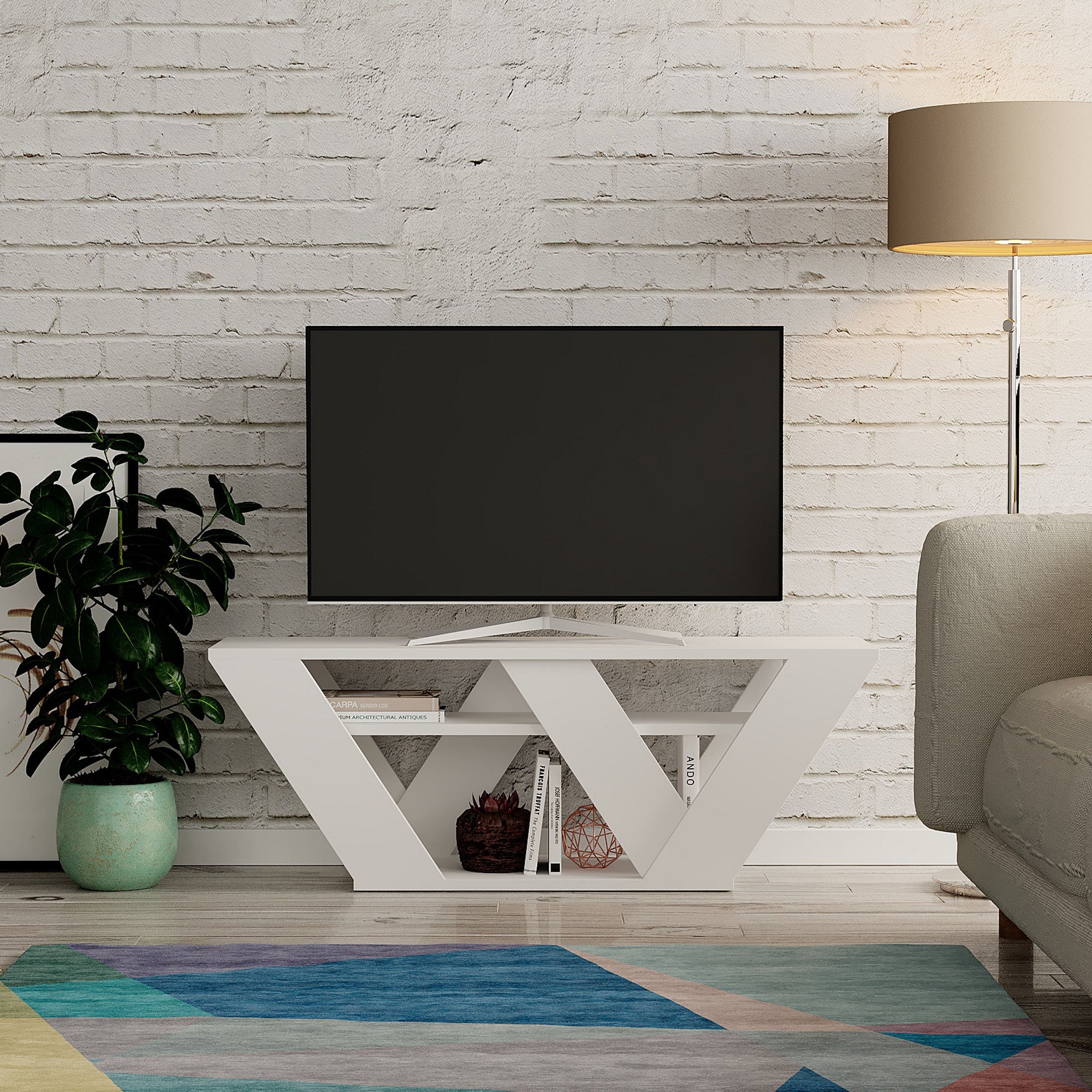 Pipralla - Vit TV-bänk