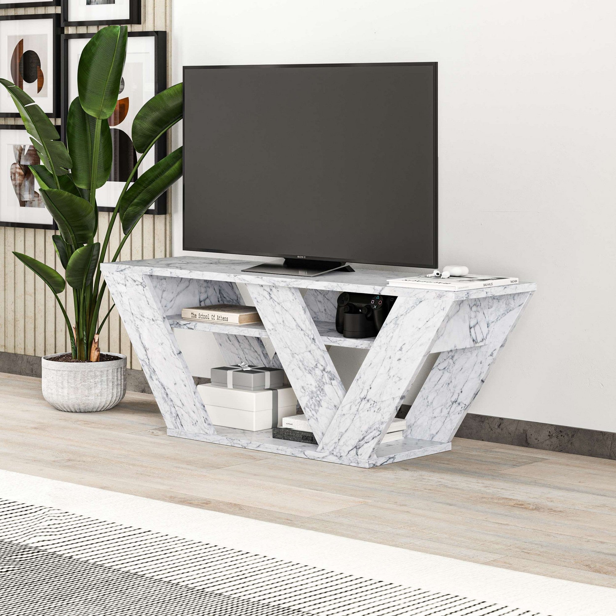 Pipralla - Carrara Marmor TV-bänk