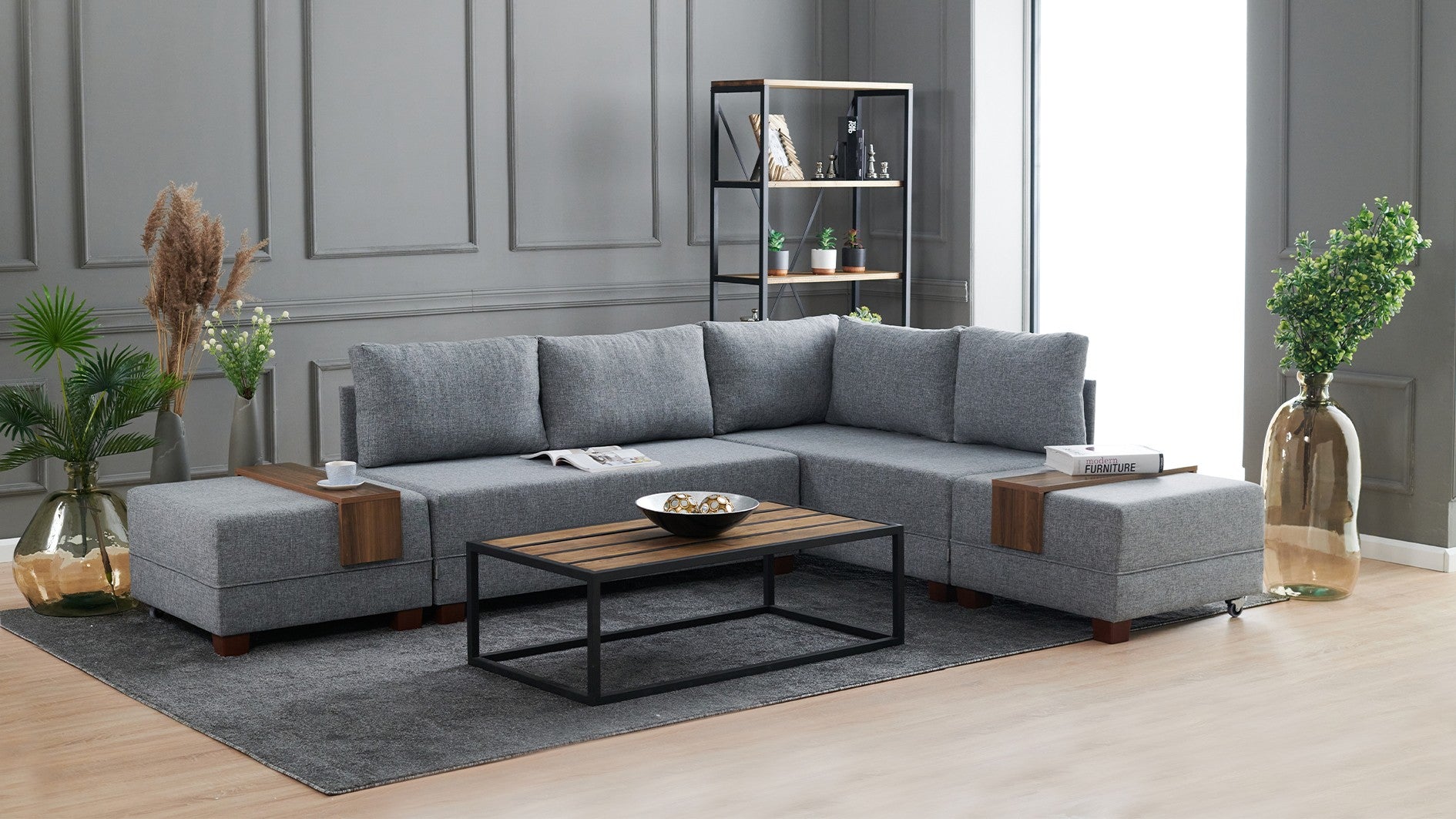 Fly Corner Sofa Bed Right- Grå Hörnsoffa-Säng