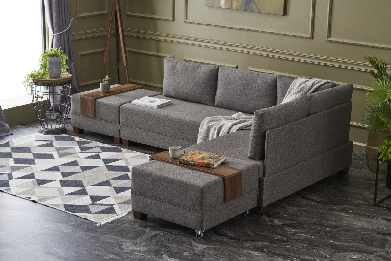 Fly Corner Sofa Bed Right- Brun Hörnsoffa-Säng