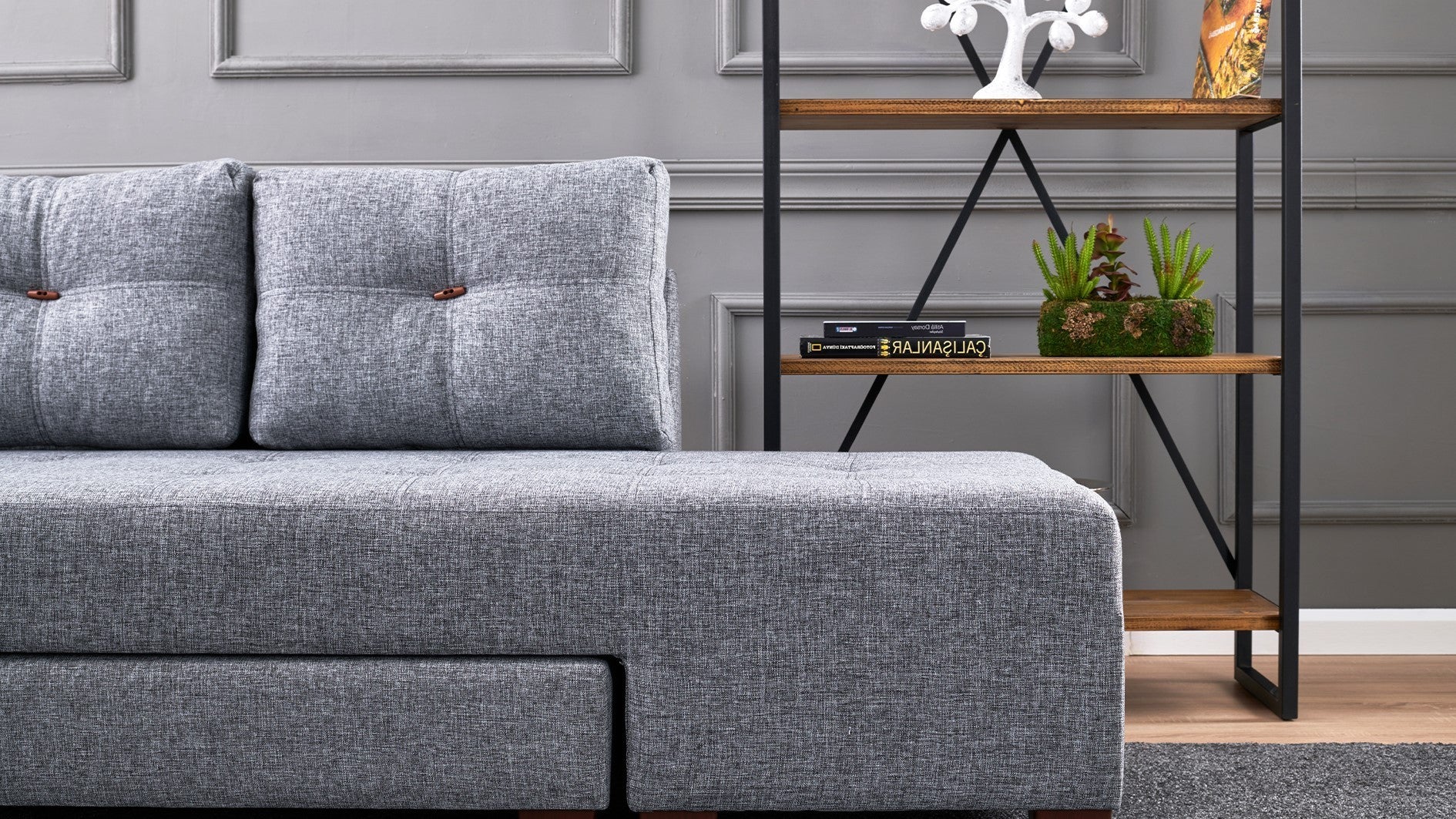 Manama Corner Sofa Bed Left - Grey Corner Sofa-Bed