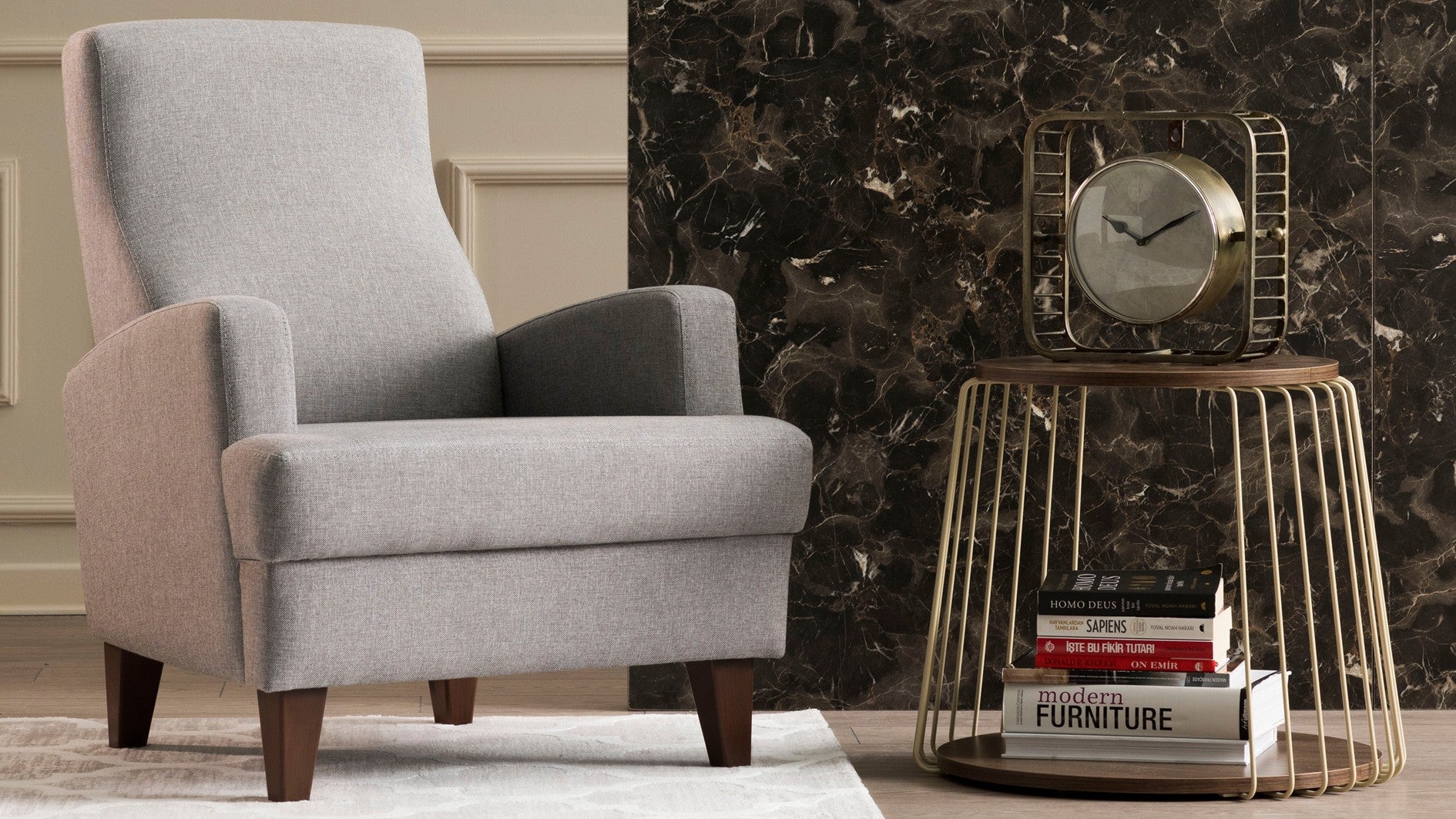 Kana Bergere - Ljusgrå Wing Chair