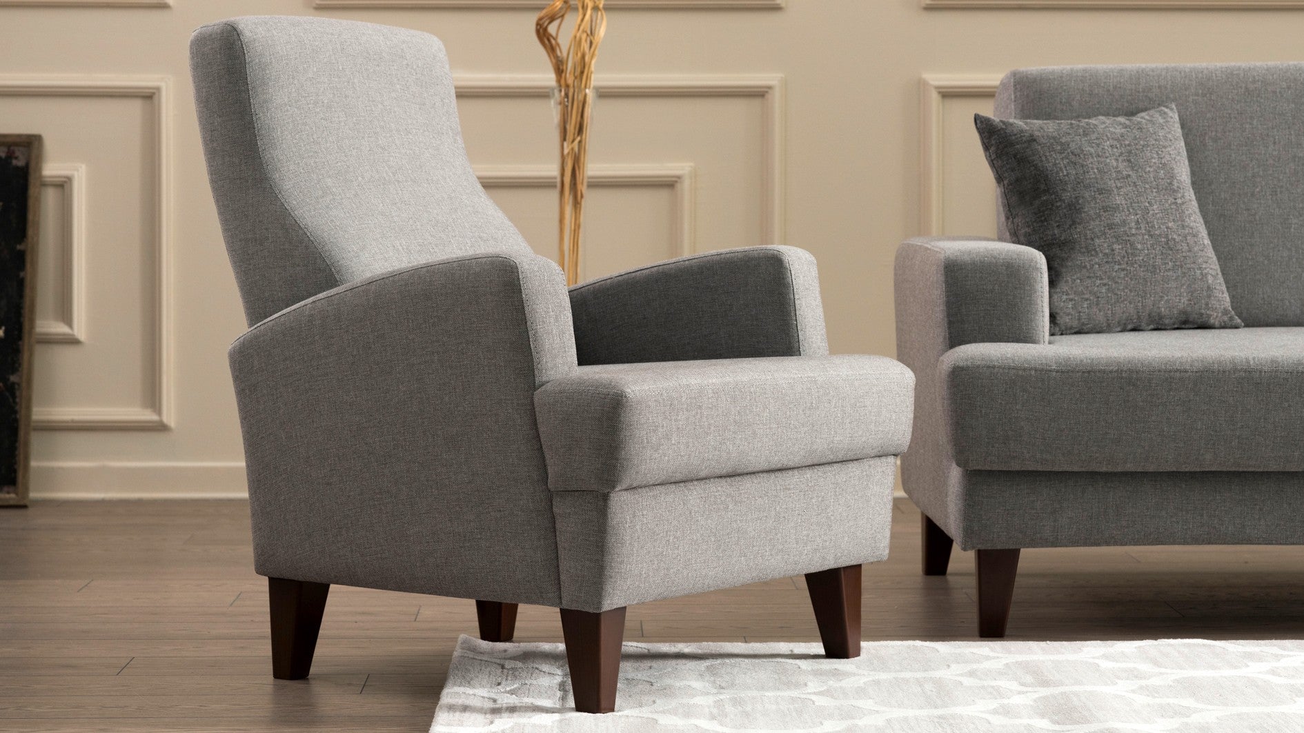 Kana Bergere - Ljusgrå Wing Chair