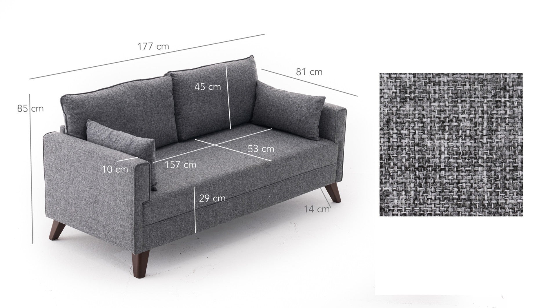 Bella Sofa För 2 Pr - Grå 2-Sitssoffa