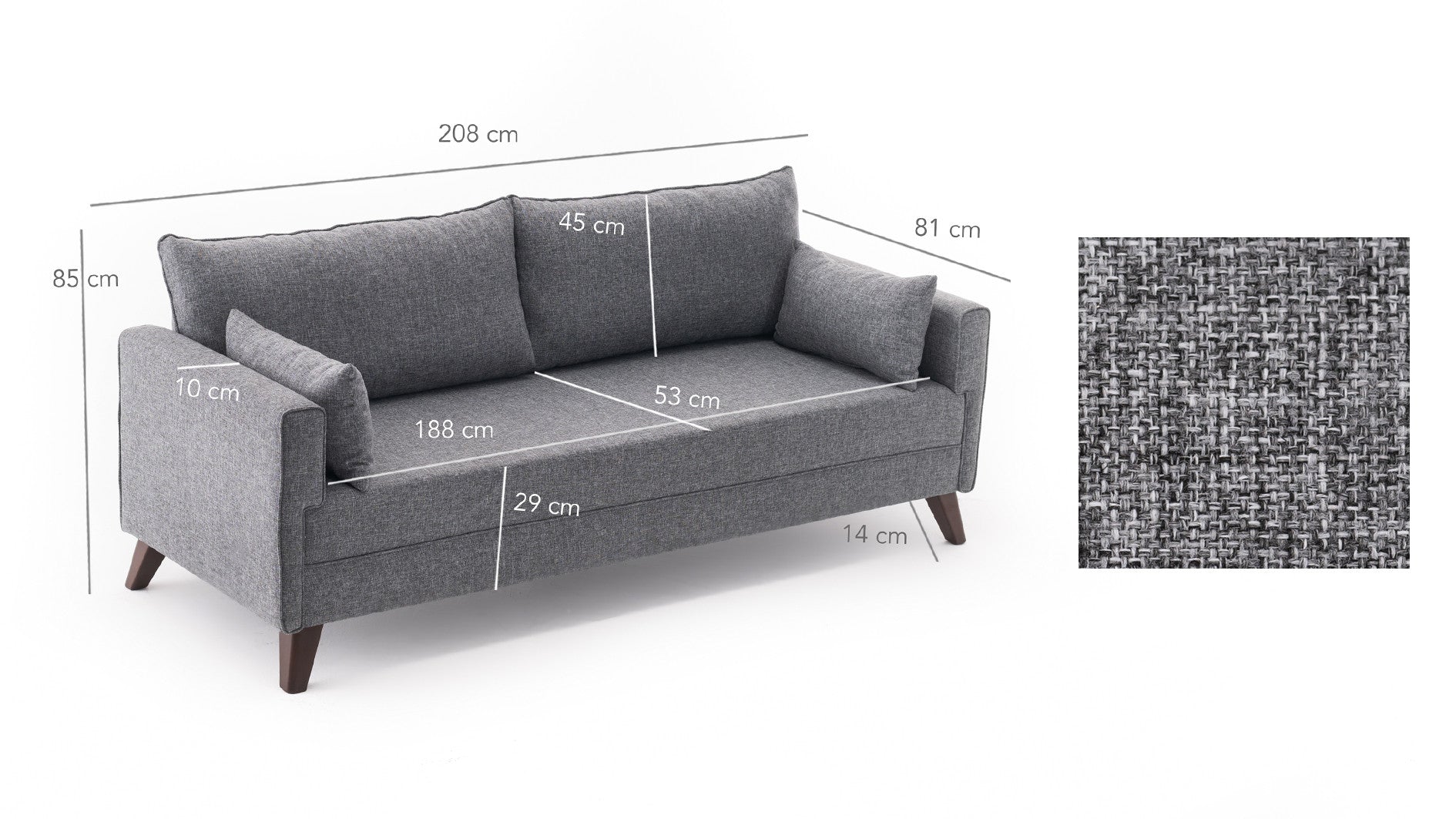 Bella Soffa För 3 Pr - Grå 3-Sits Soffa
