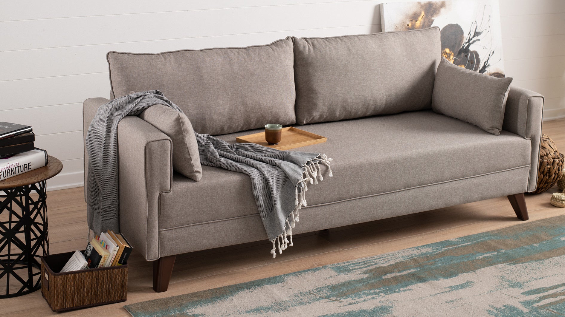 Bella Sängsoffa - Kräm 3-Sits Sängsoffa