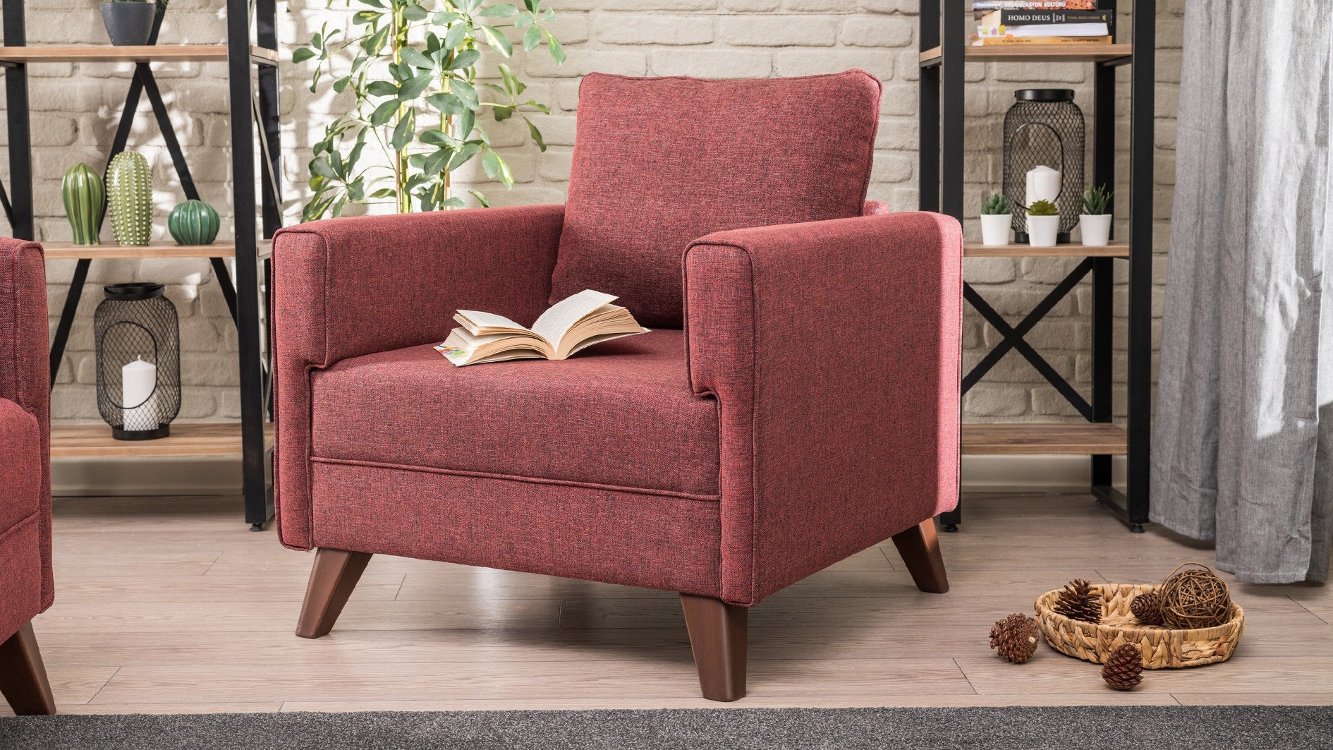 Bella Fåtölj - Kvast Röda 1-Sits Soffa