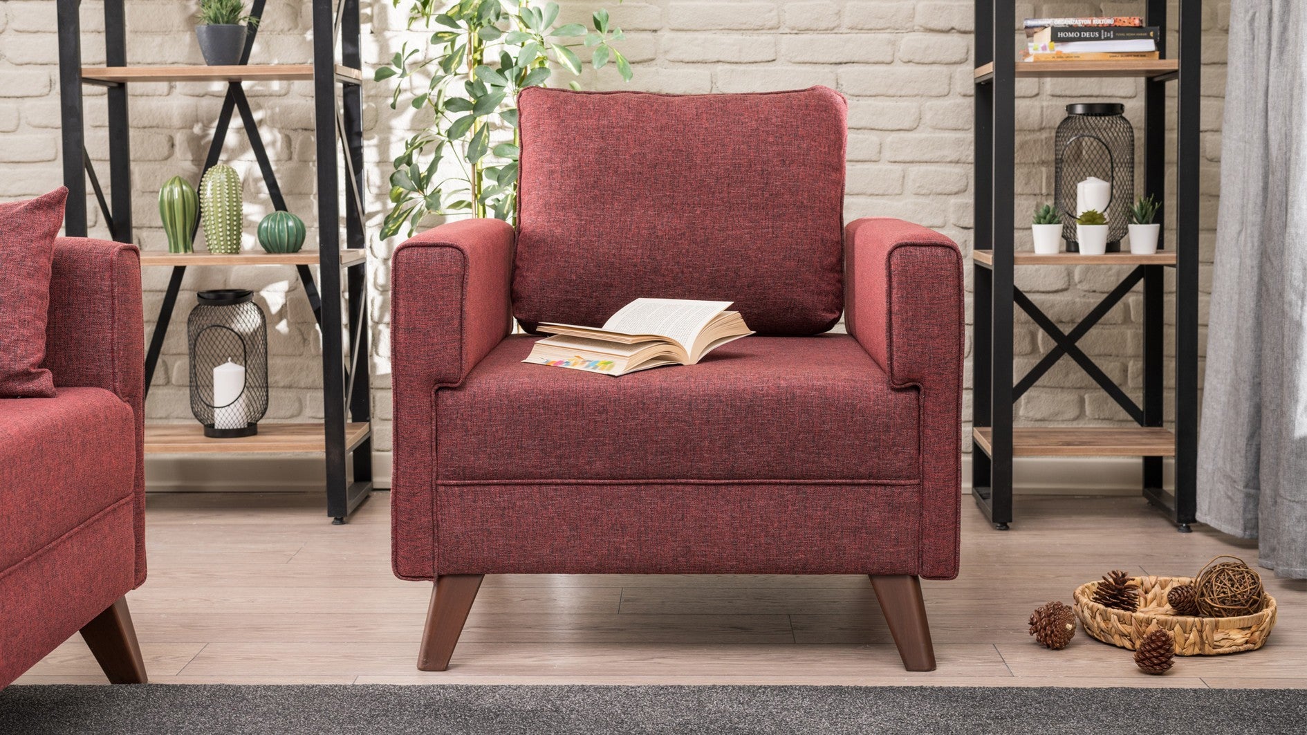 Bella Fåtölj - Kvast Röda 1-Sits Soffa