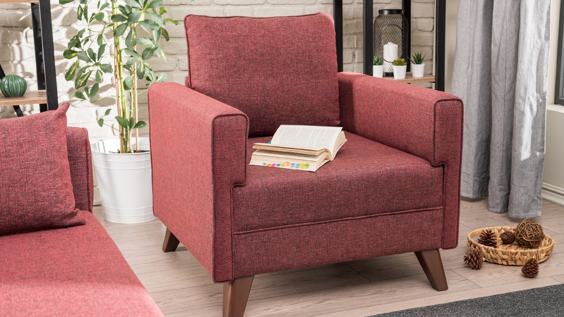Bella Fåtölj - Kvast Röda 1-Sits Soffa