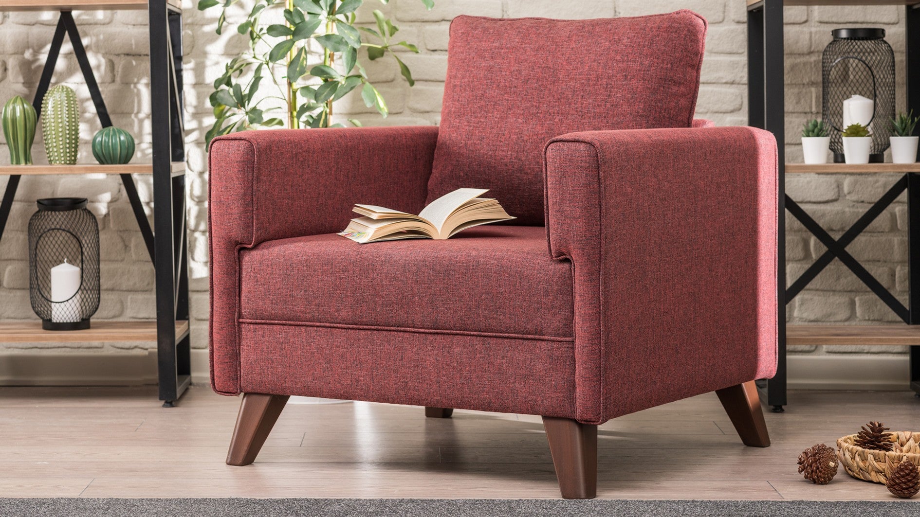 Bella Fåtölj - Kvast Röda 1-Sits Soffa