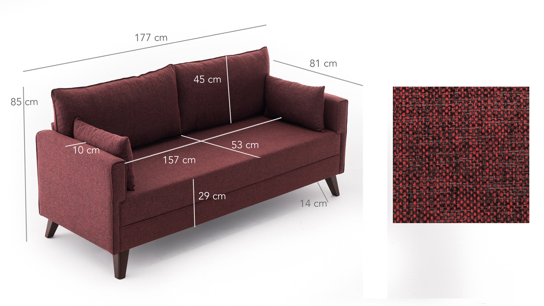 Bella Sofa För 2 Pr - Klementinröd 2-Sitssoffa