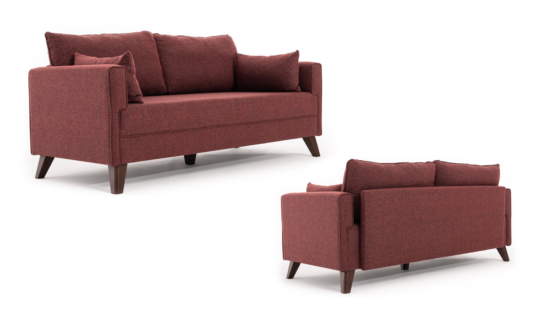 Bella Soffa För 3 Pr - Vinröd 3-Sits Soffa