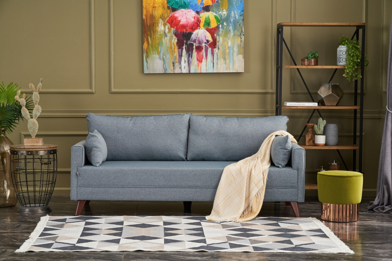 Bella Soft Sängsoffa - Blå 3-Sits Sängsoffa