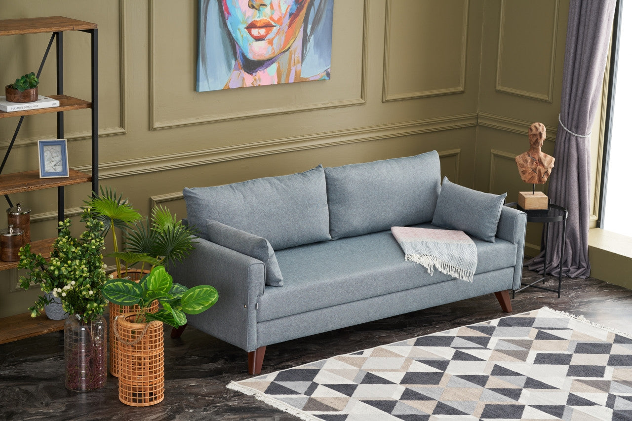 Bella Soft Sängsoffa - Blå 3-Sits Sängsoffa