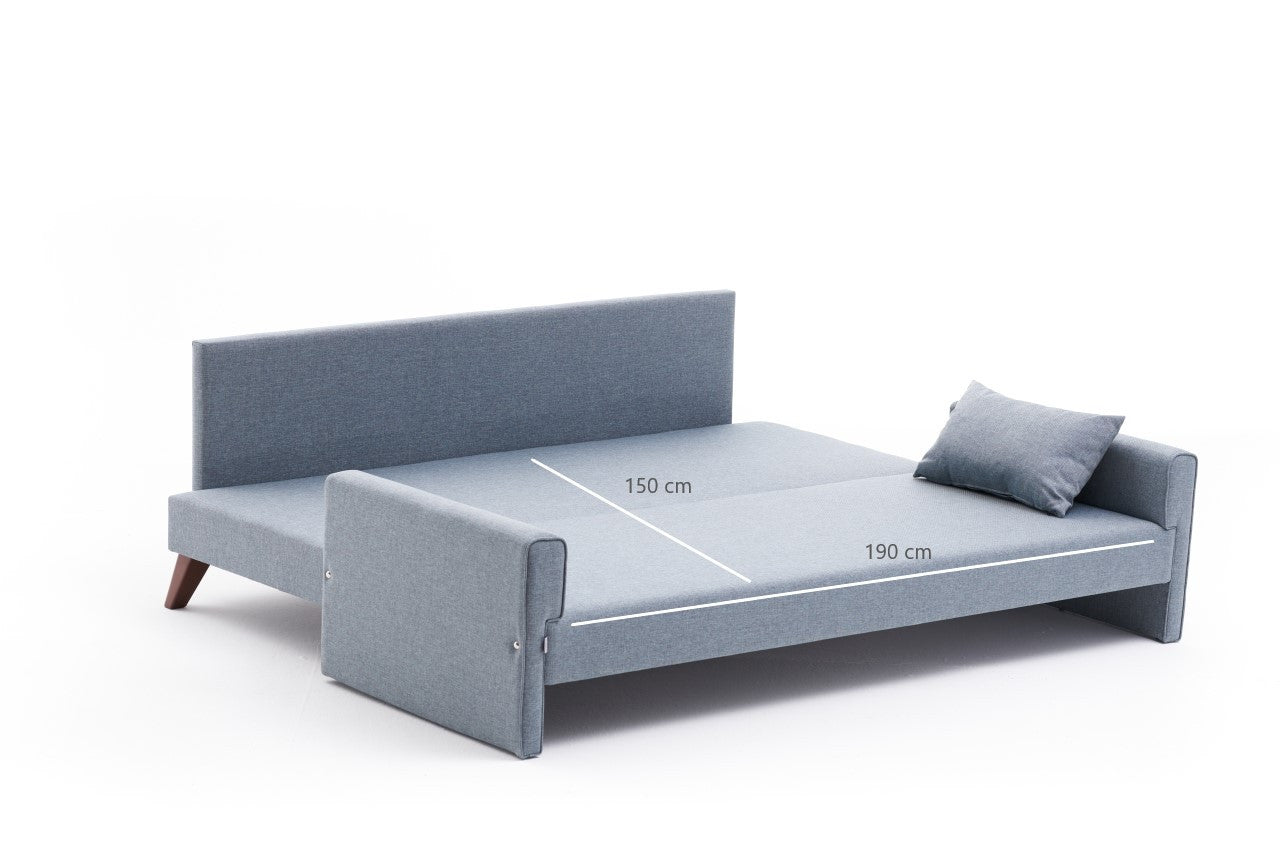 Bella Soft Sängsoffa - Blå 3-Sits Sängsoffa
