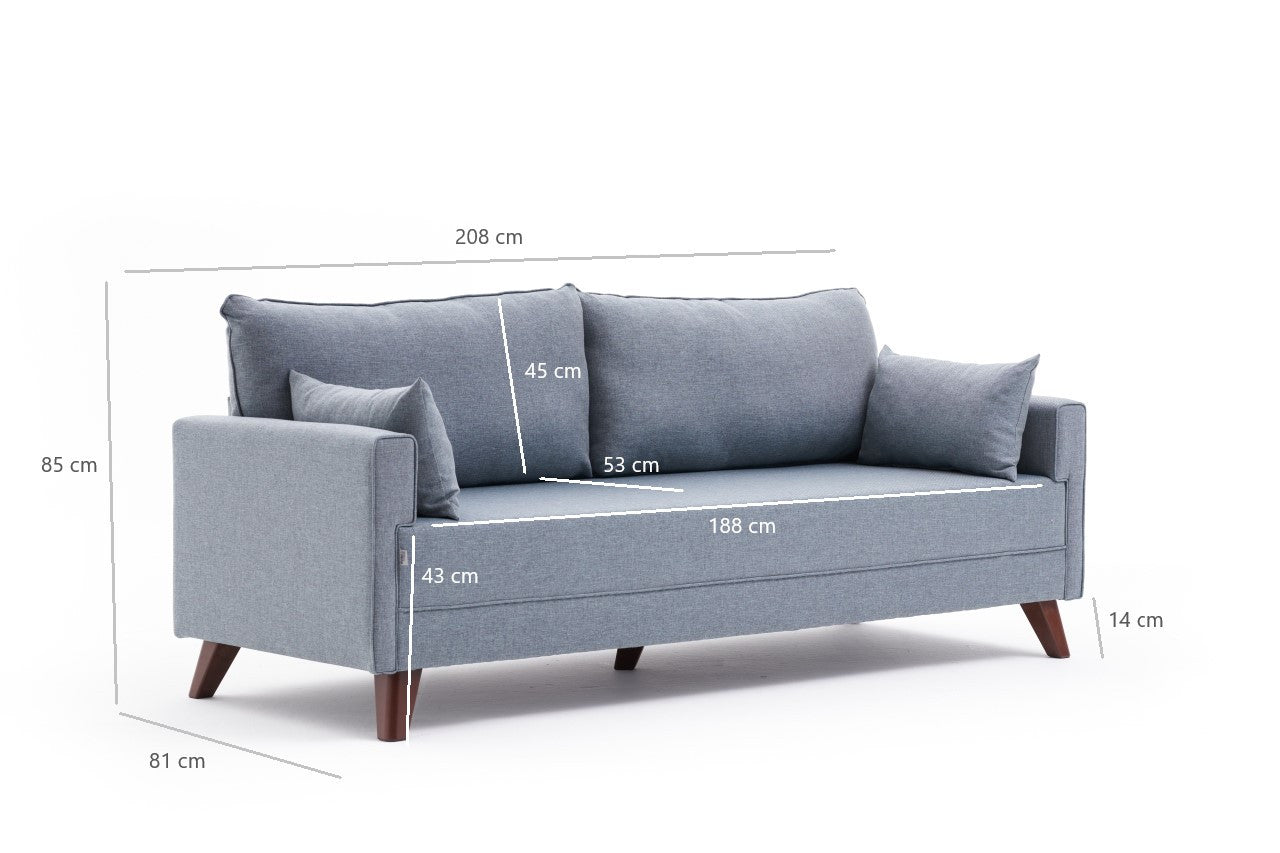 Bella Soft Sängsoffa - Blå 3-Sits Sängsoffa