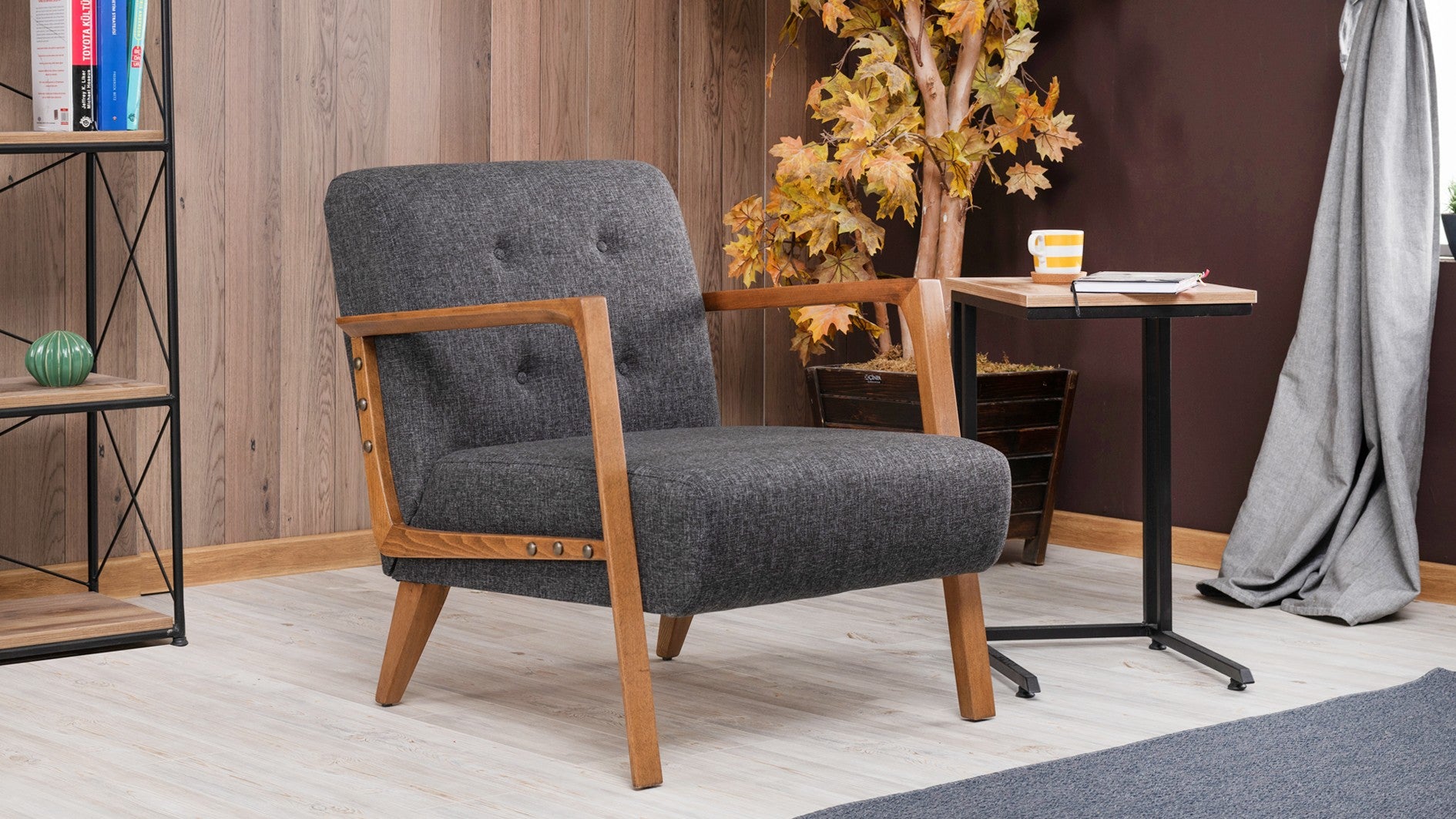 Kemer - Dark Grey Wing Chair