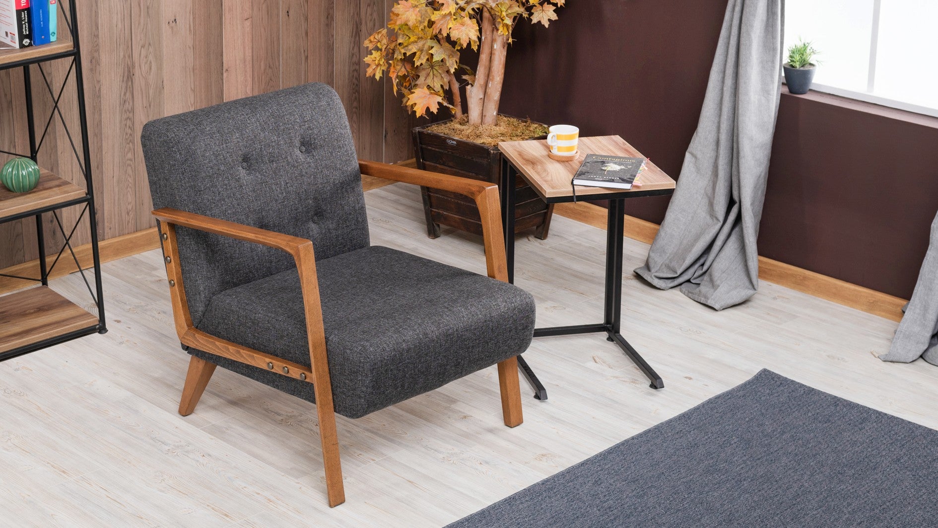Kemer - Dark Grey Wing Chair