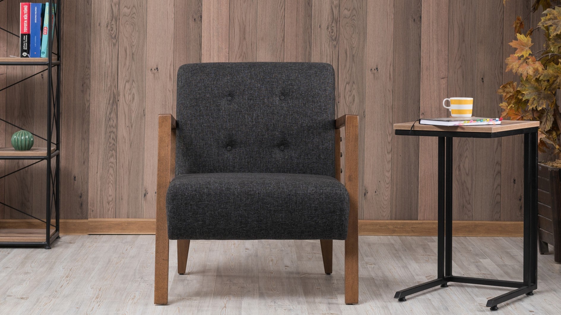 Kemer - Dark Grey Wing Chair