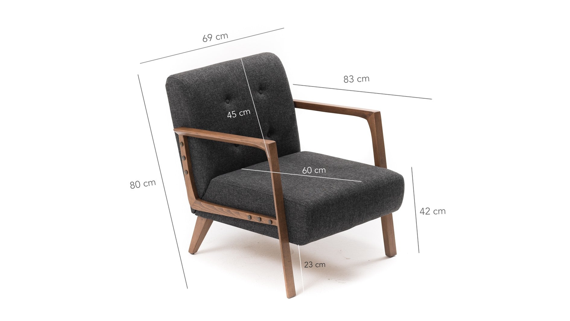 Kemer - Dark Grey Wing Chair
