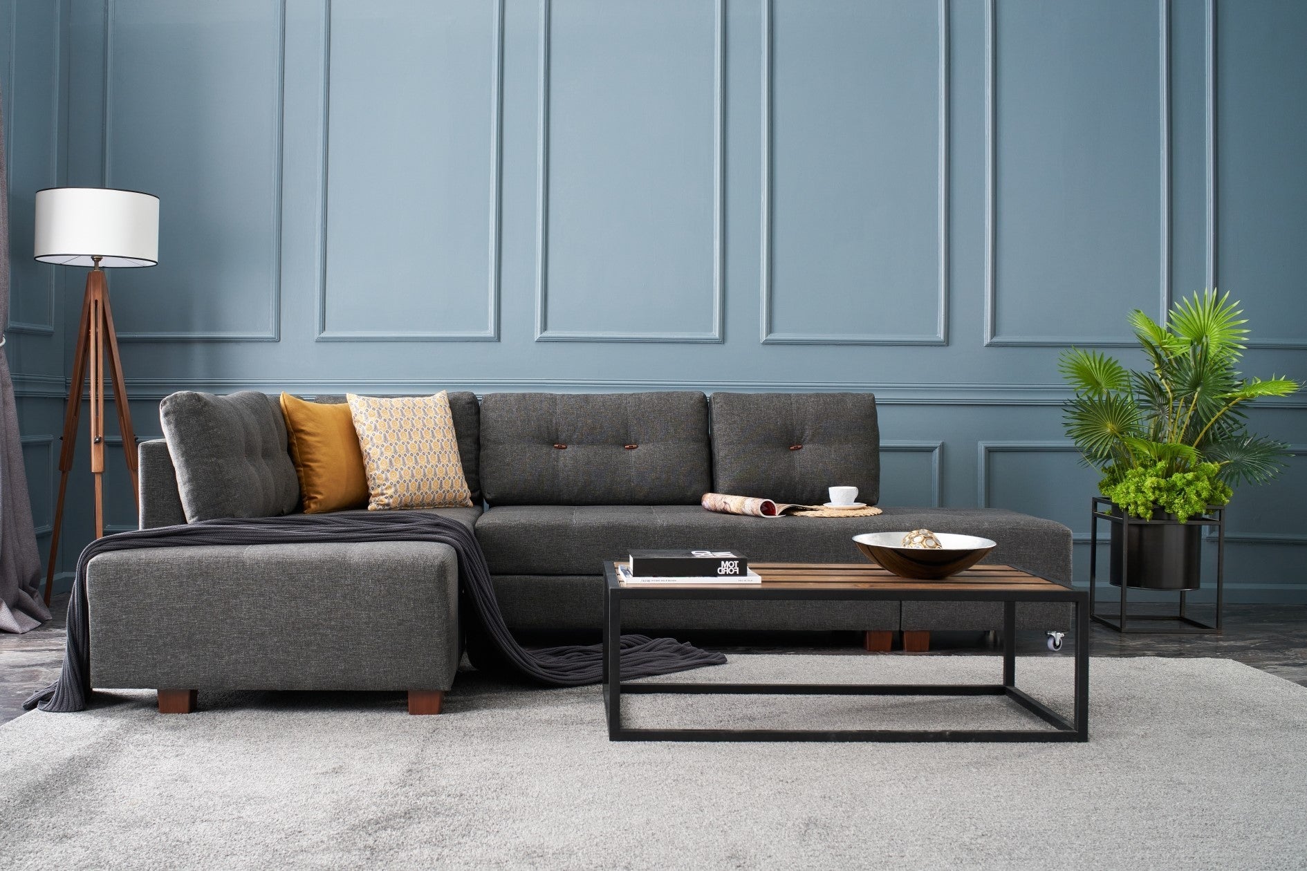 Manama Corner Sofa Bed Left - Anthracite Corner Sofa-Bed