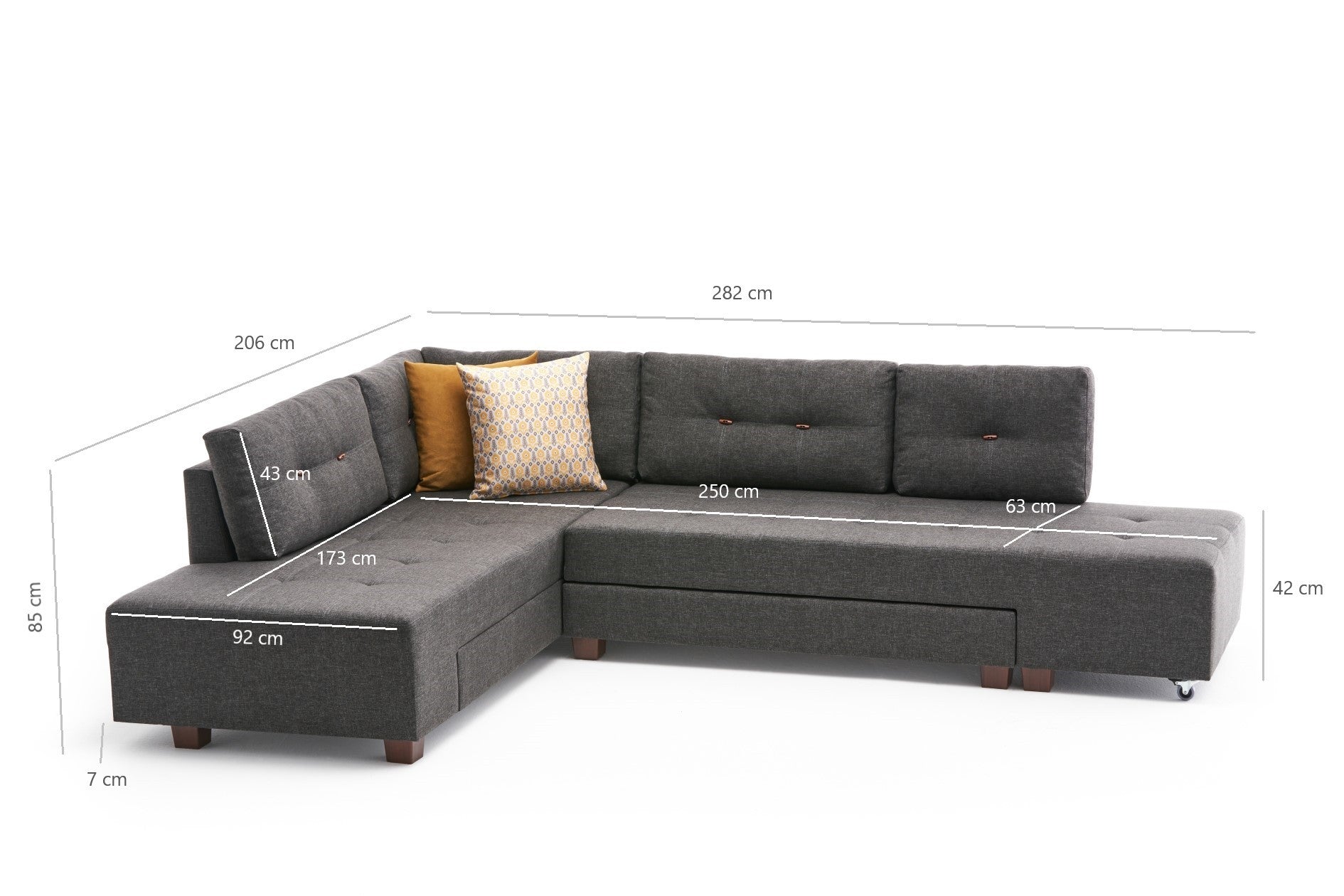 Manama Corner Sofa Bed Left - Anthracite Corner Sofa-Bed