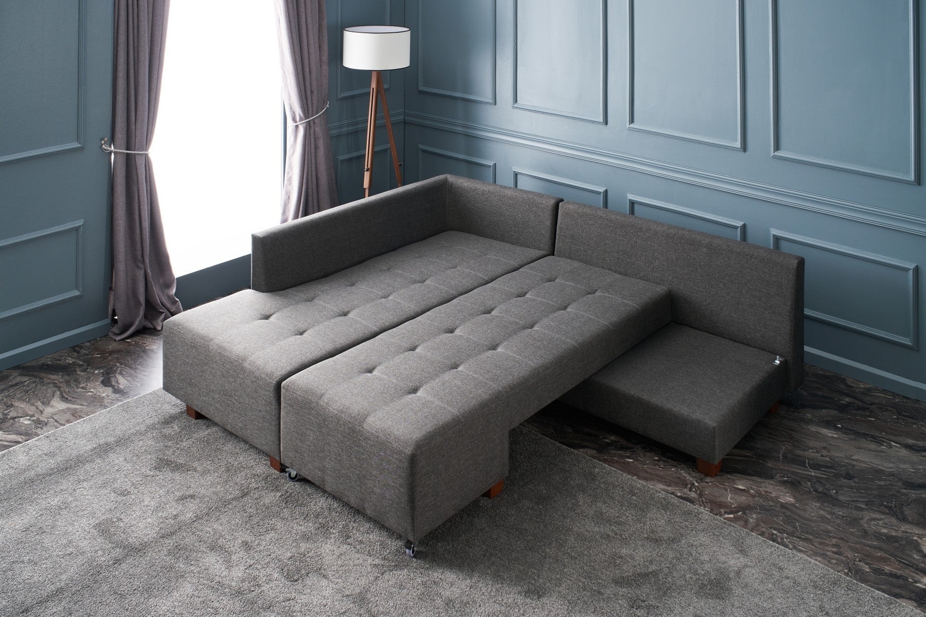 Manama Corner Sofa Bed Left - Anthracite Corner Sofa-Bed