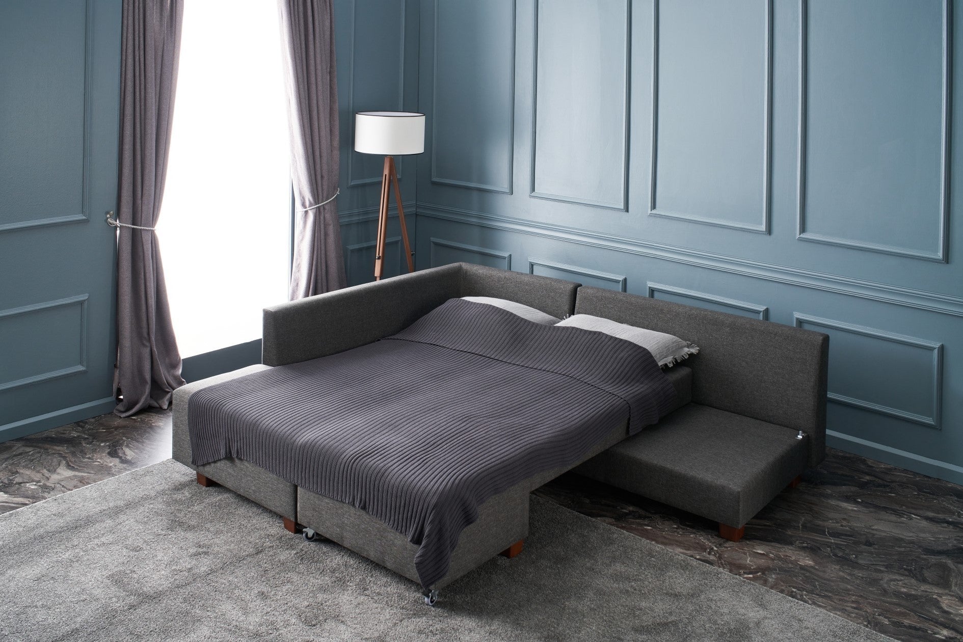 Manama Corner Sofa Bed Left - Anthracite Corner Sofa-Bed