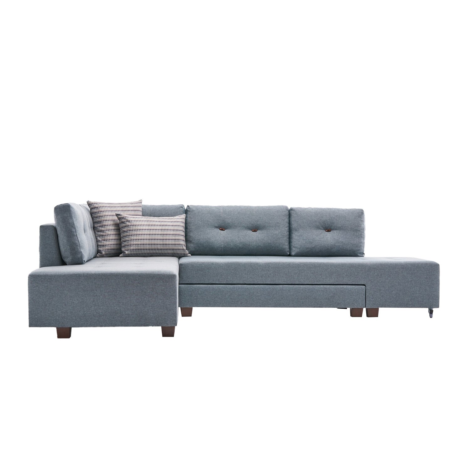 Manama Corner Sofa Bed Left - Light Blue Corner Sofa-Bed