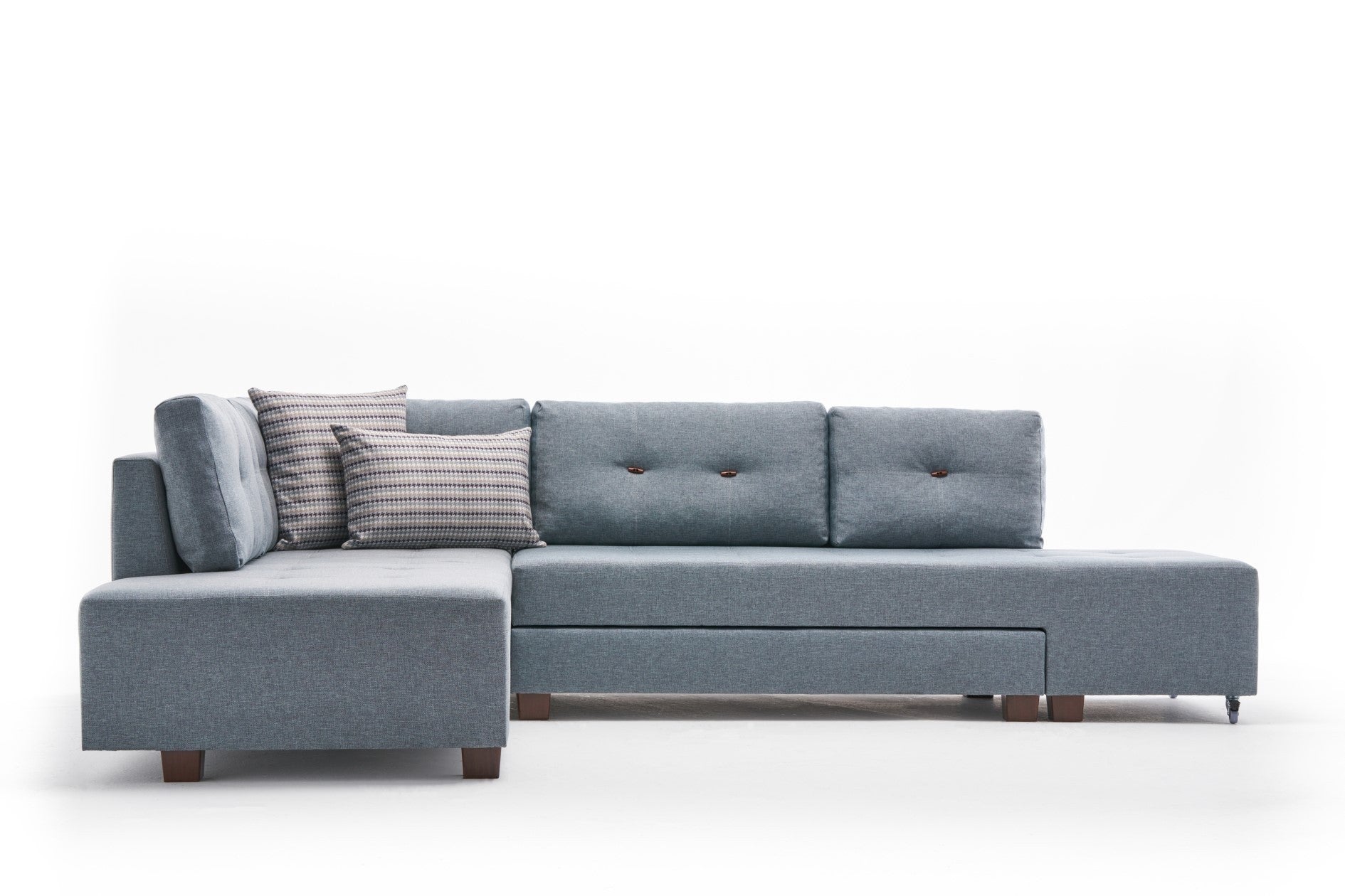 Manama Corner Sofa Bed Left - Light Blue Corner Sofa-Bed