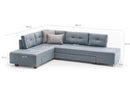 Manama Corner Sofa Bed Left - Light Blue Corner Sofa-Bed