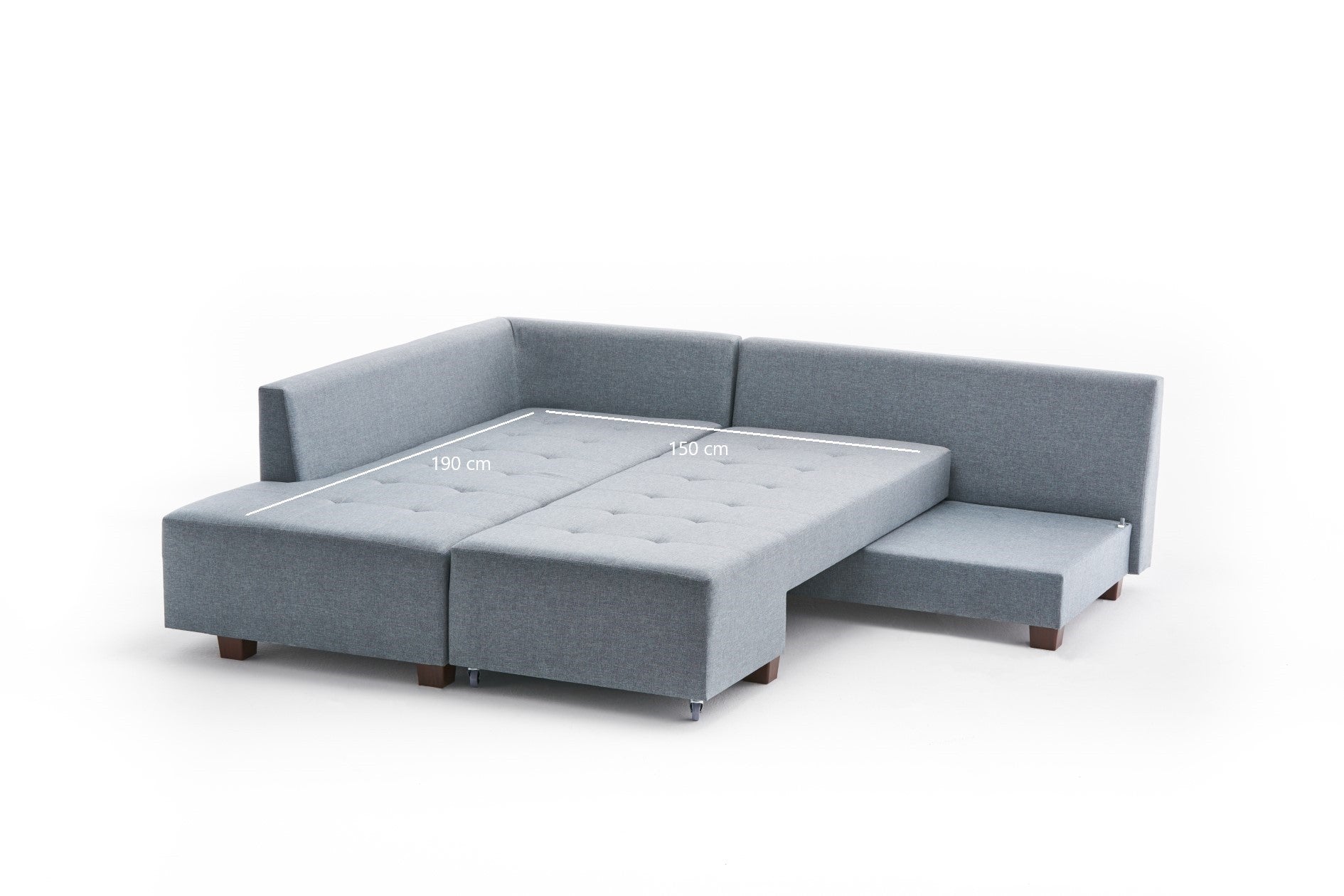 Manama Corner Sofa Bed Left - Light Blue Corner Sofa-Bed