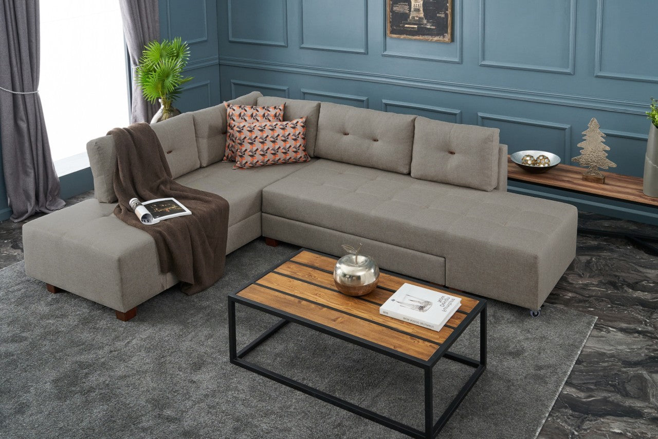 Manama Corner Sofa Bed Left - Cream Corner Sofa-Bed